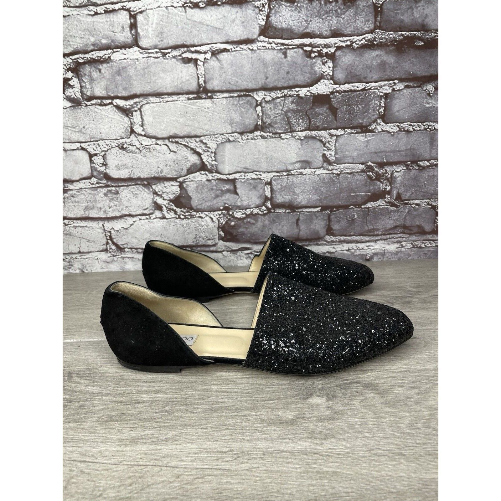 Jimmy Choo Jimmy Choo London Black Suede Leather Sparkle D’ Orsay Flats Size US 11 / IT 41 - 3 Thumbnail