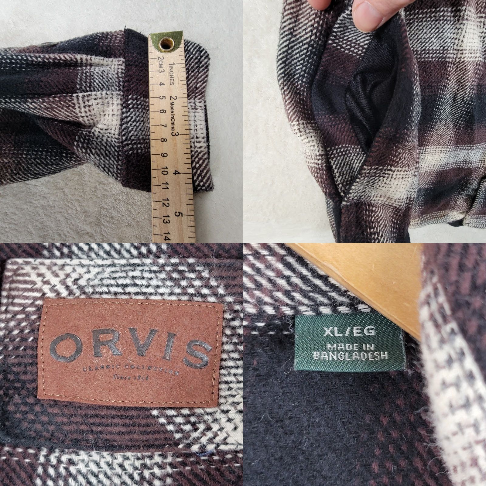 Orvis Orvis Mens Big Bear Flannel Shirt XL Brown White Plaid Cotton Button Front Shirt Mens XL Brown Plaid Cotton Flannel Button-Up Size US XL / EU 56 / 4 - 9 Thumbnail