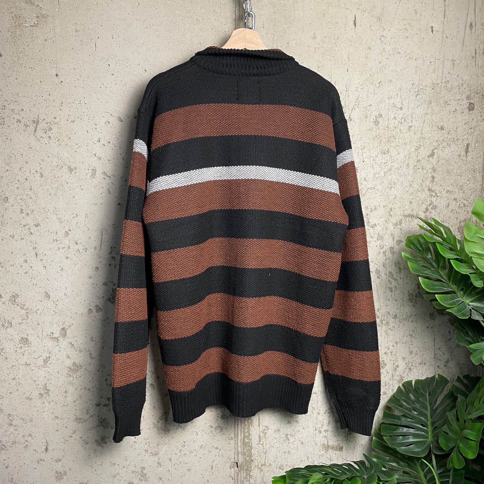 Other Six Lincoln Fleece Lined Striped Full Zip Knit Large Sweater Size US L / EU 52-54 / 3 - 3 Thumbnail