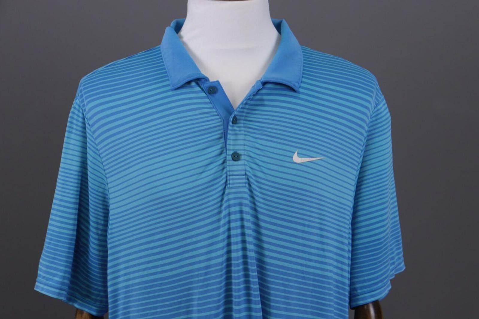 Nike Nike Golf Dri Fit Blue Striped Tennis Polo Shirt Size L Size US L / EU 52-54 / 3 - 2 Thumbnail