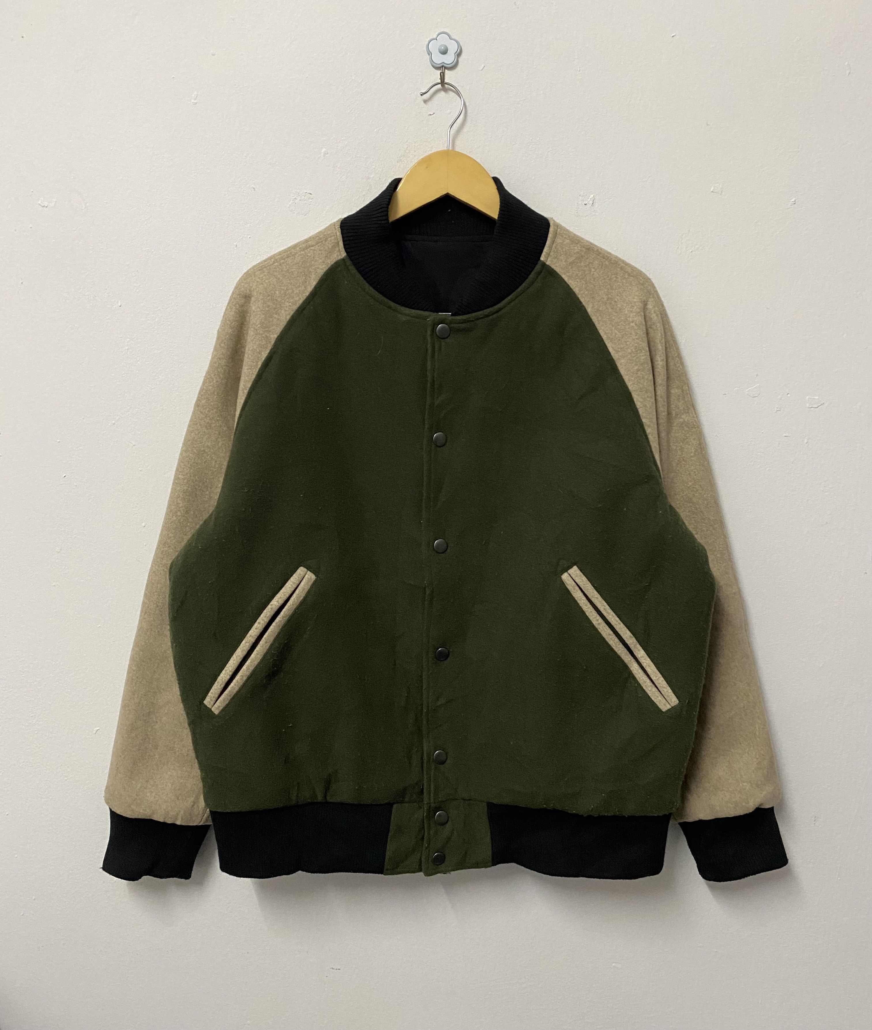 Vintage Vintage Bomber Reversible Wool/Windbreaker Jacket Size US L / EU 52-54 / 3 - 1 Thumbnail