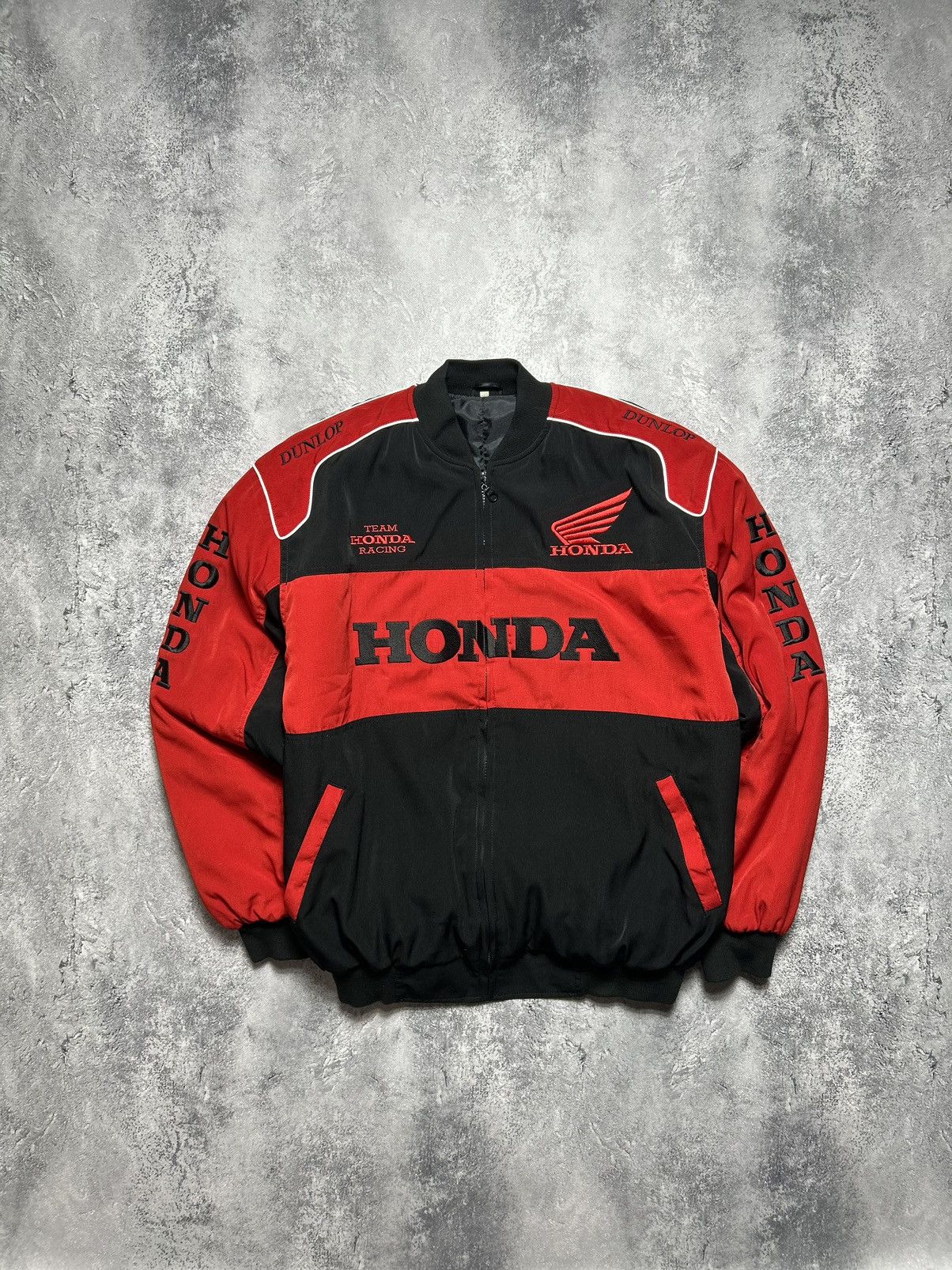 image of Vintage Racing Jacket Honda 90's Black Red Big Logo, Men's (Size XL)