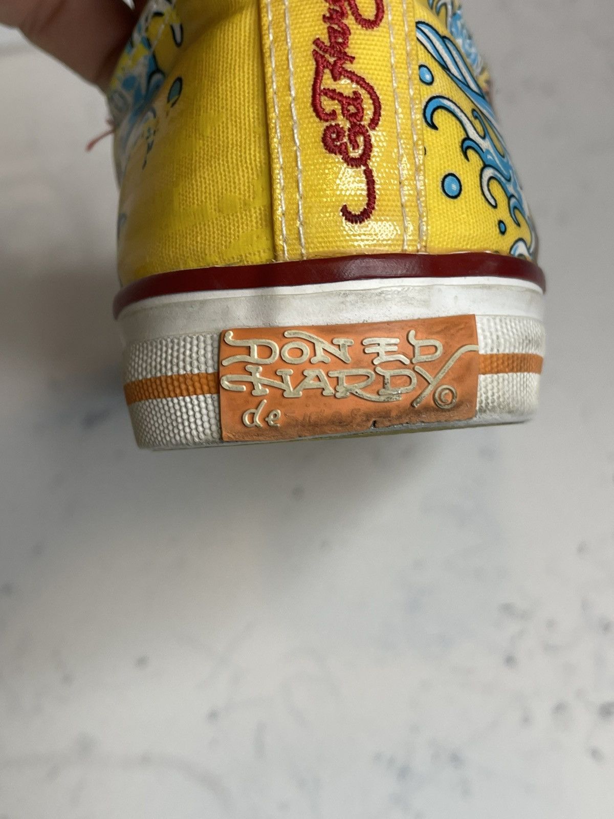Ed Hardy Y2K Ed Hardy Low Top Sneakers Yellow w Fish Print Logo Sz 9 Size US 9 / IT 39 - 14 Thumbnail