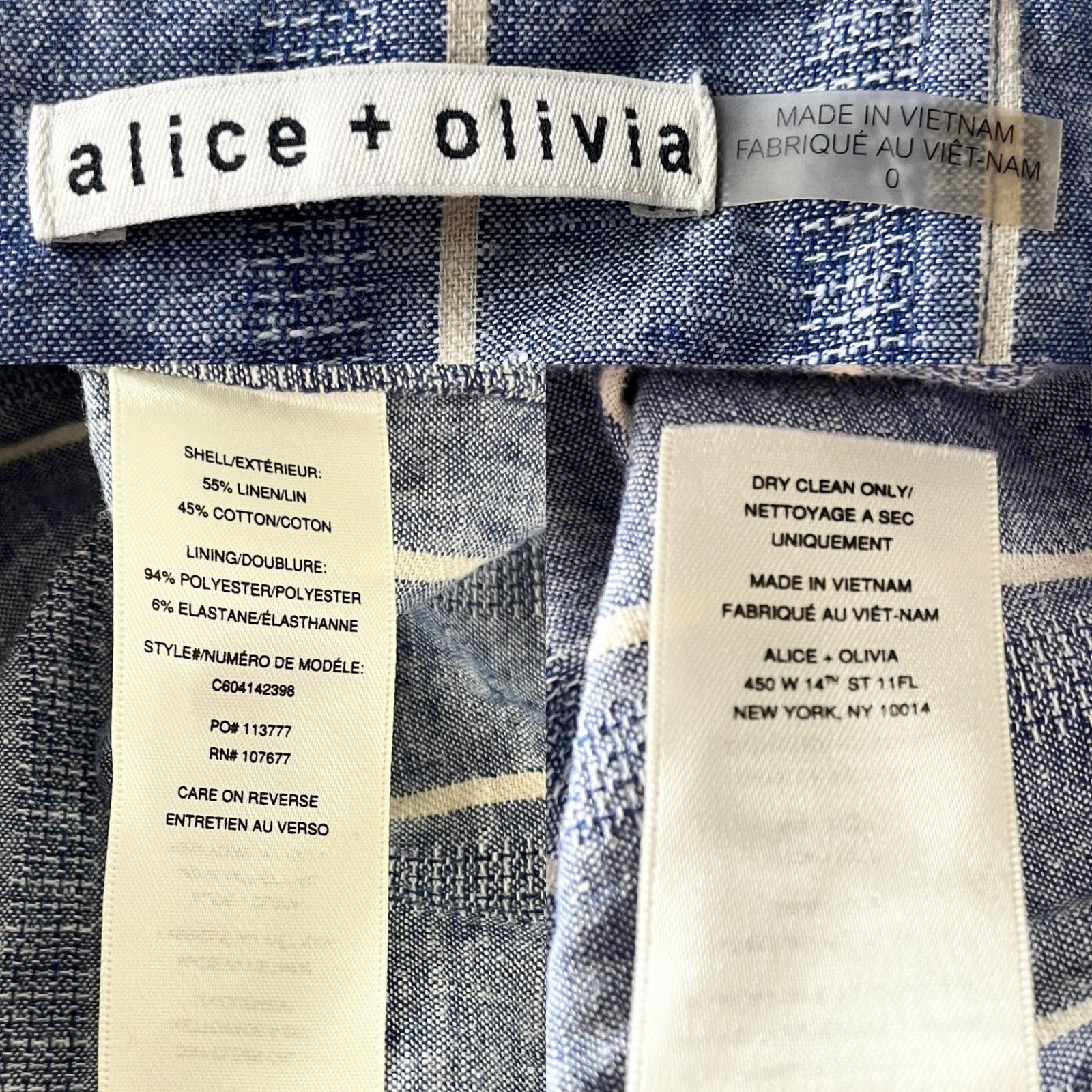 ALICE + OLIVIA Lucie Linen Striped Strapless Jumpsuit 0