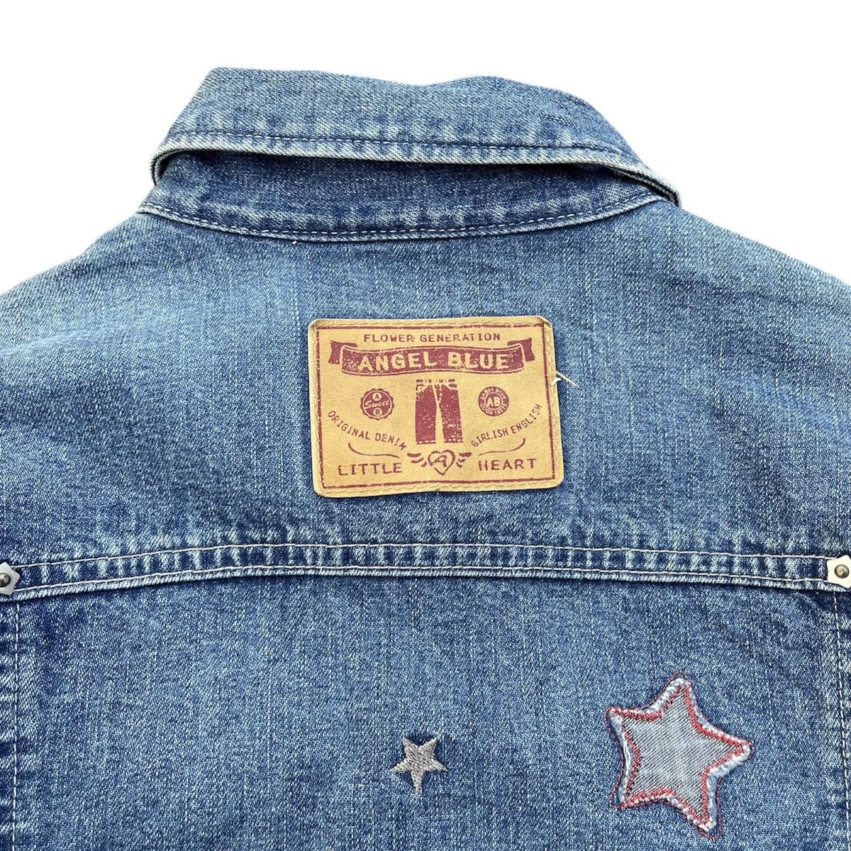 Angel Blue × Hysteric Glamour × Japanese Brand 🇯🇵 2000s Angel Blue Iconic Patchworks Logo Denim Jacket Size S / US 4 / IT 40 - 4 Thumbnail