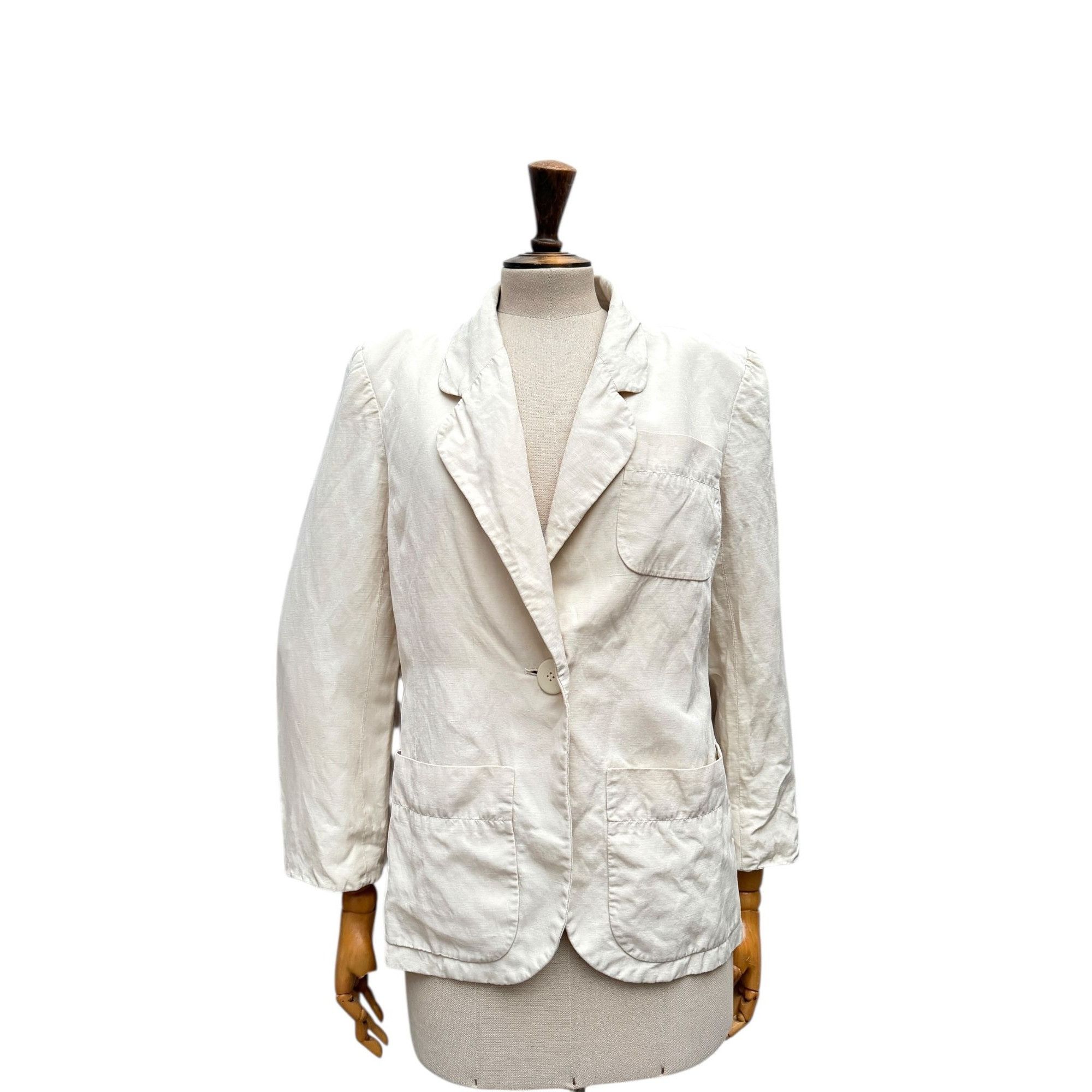 Yves Saint Laurent 1980s Beige Linen Blazer Jacket Size M / US 6-8 / IT 42-44 - 1 Thumbnail