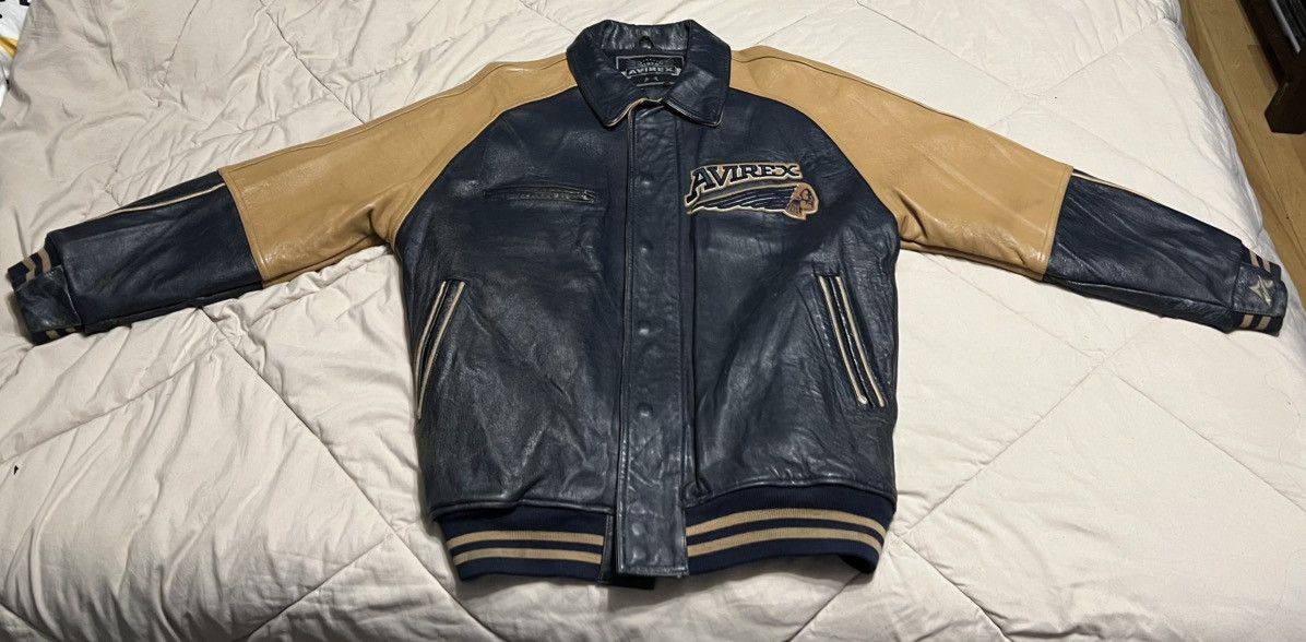 Avirex Vintage Avirex dark blue and beige leather jacket 3xl Size US XXL / EU 58 / 5 - 1 Thumbnail