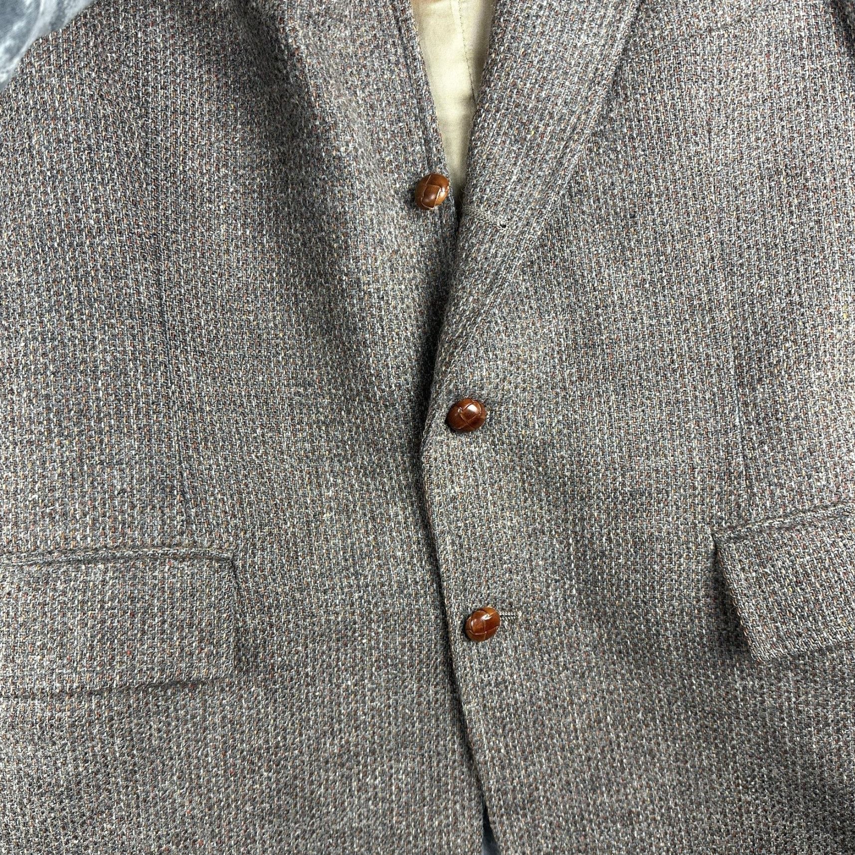 Vintage Yardam Ltd Mens Blazer Sport Coat 40R Brown Gray Tweed 2 Button Notch Lapel Wool Jacket Jacket Front Two-Button Single-Breasted Casual Business Mens Size 40R - 3 Thumbnail
