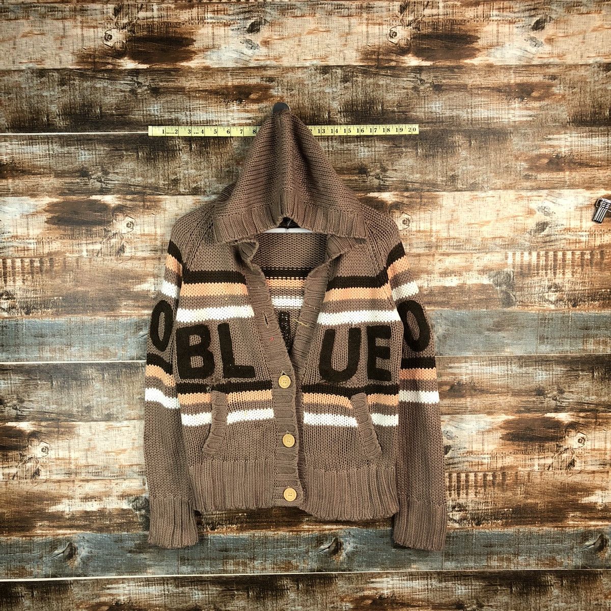 Japanese Brand Blue Moon Blue Brown Cardigan Hoodie Knitwear #A1814 Size US S / EU 44-46 / 1 - 1 Thumbnail