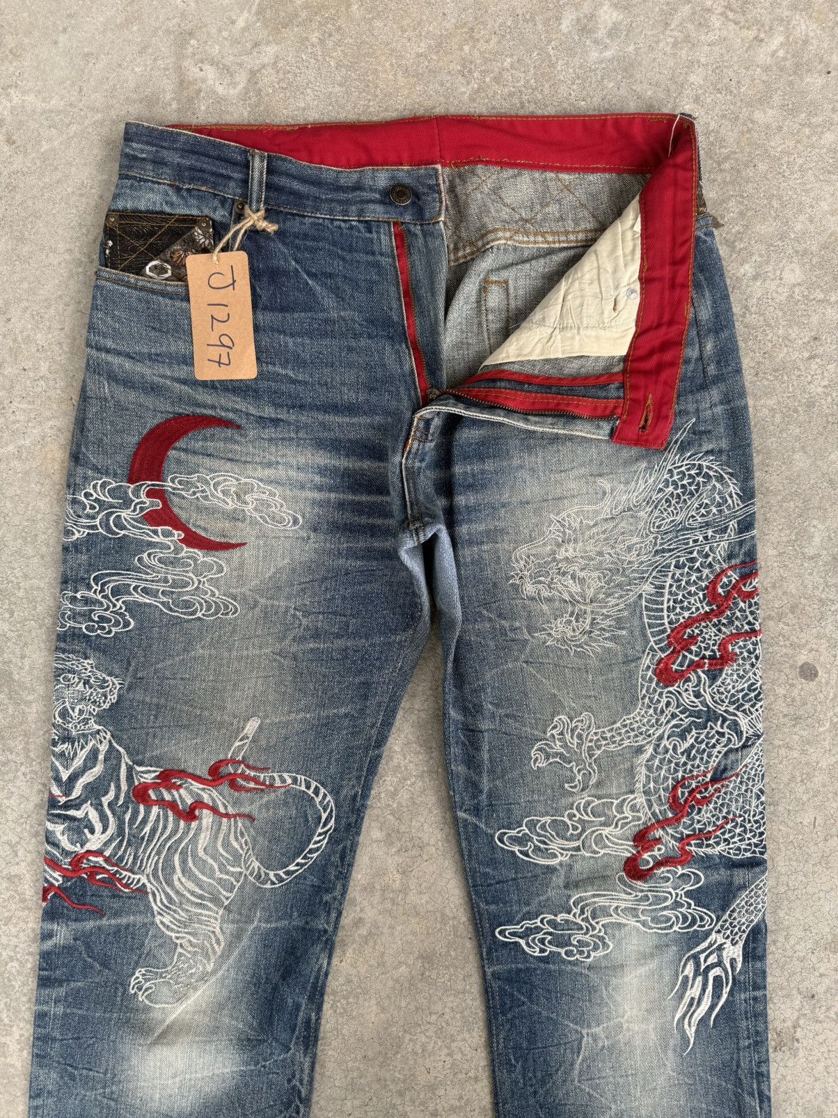 Japanese Brand Japanese Fugutaiten Embroidered Jeans Distressed Size US 33 - 3 Thumbnail
