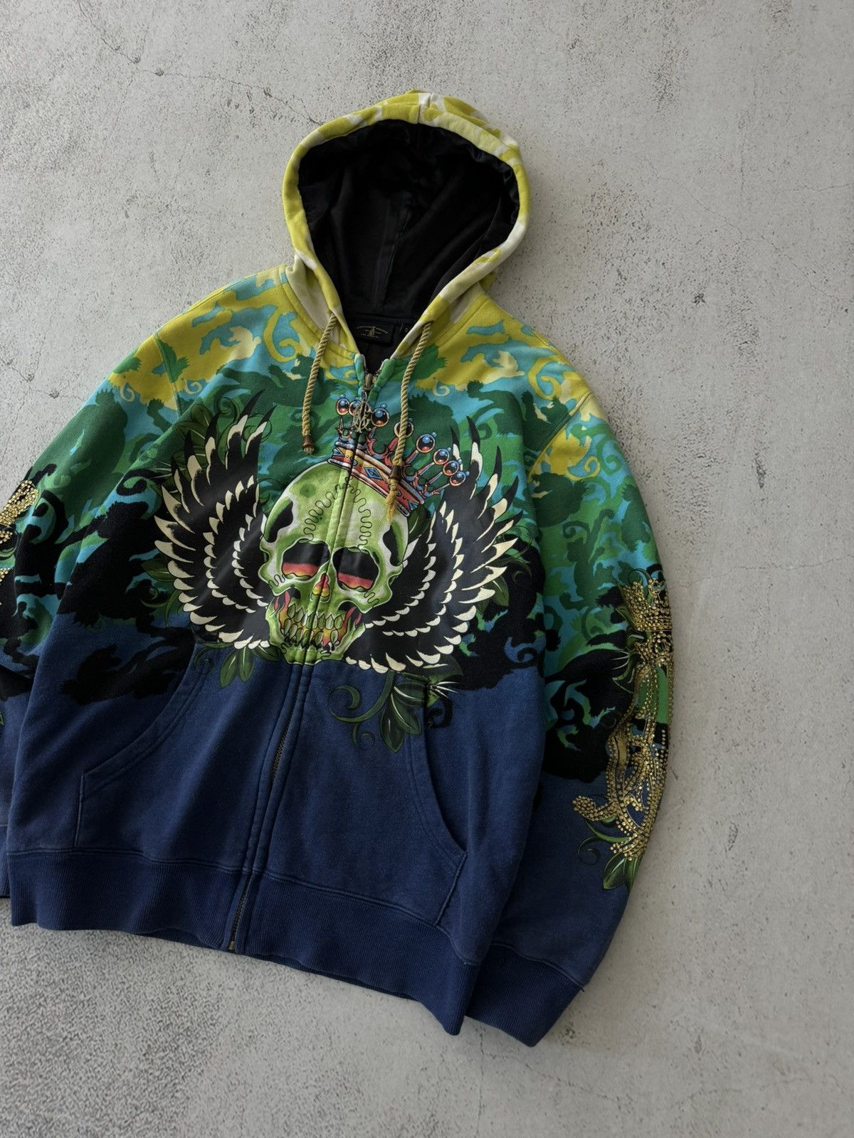 Christian Audigier × Ed Hardy × Vintage Christian Audigier Ed Hardy Style Vintage Skull Zip Hoodie Size US S / EU 44-46 / 1 - 3 Thumbnail