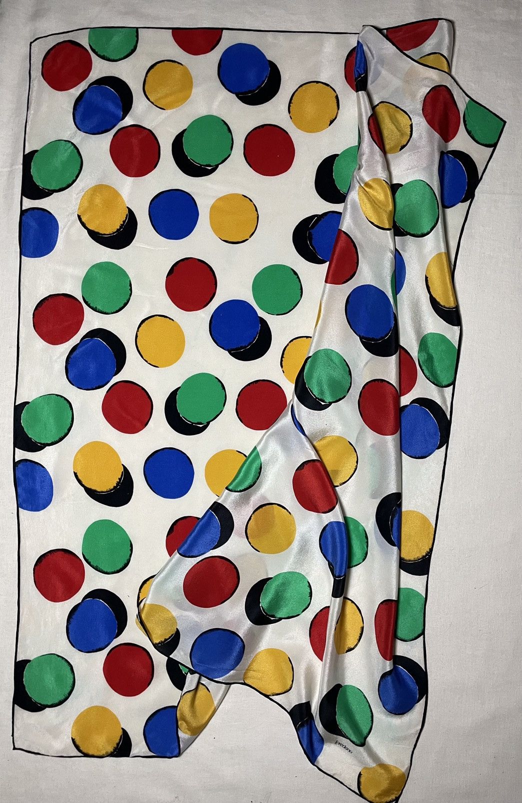 Vintage Loredano white polka dot silk scarf Size ONE SIZE - 3 Thumbnail