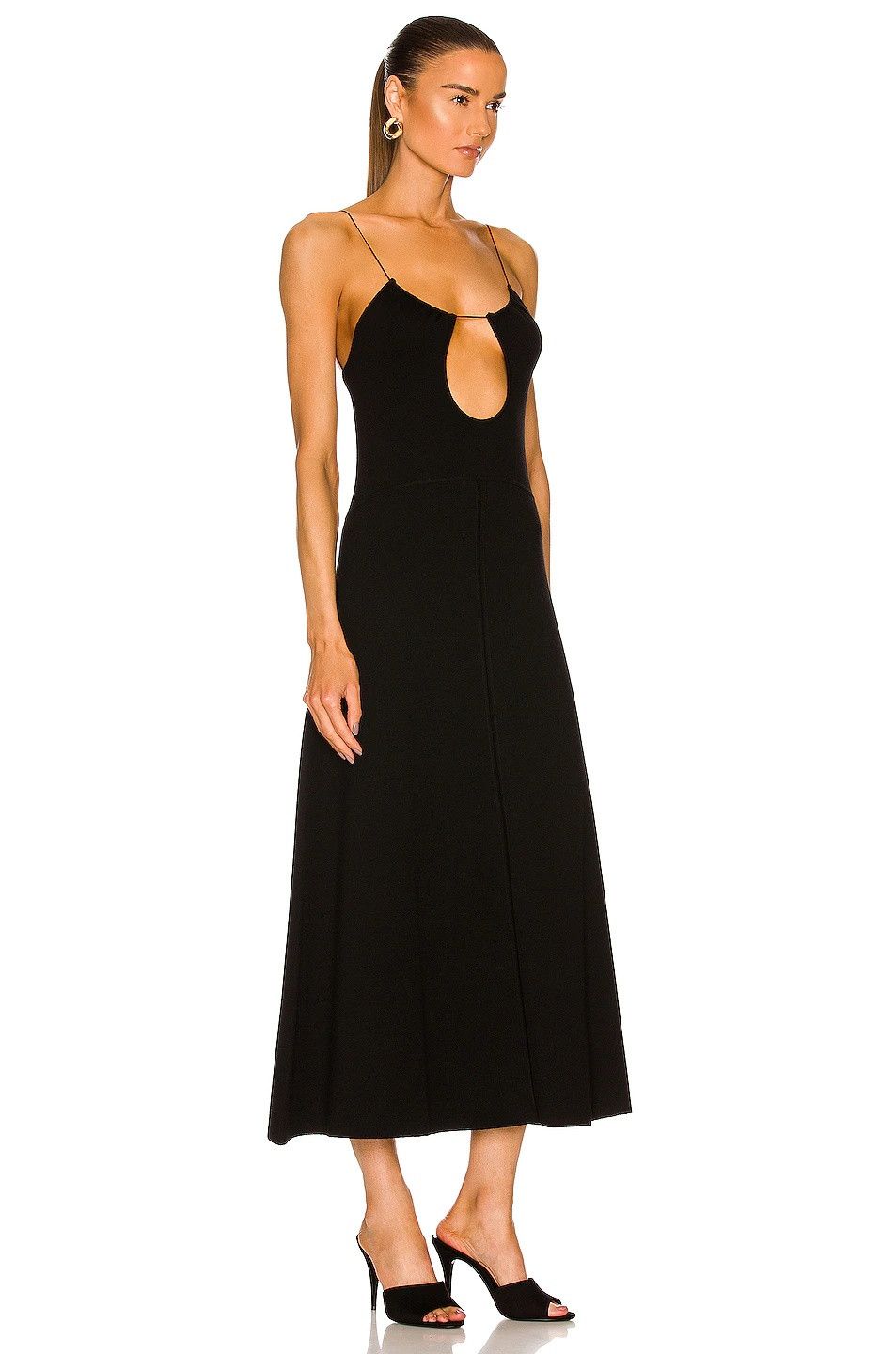 Saint Laurent Paris o1bcso1str1125 Long Dress In Wool in Black Size S / US 4 / IT 40 - 2 Thumbnail