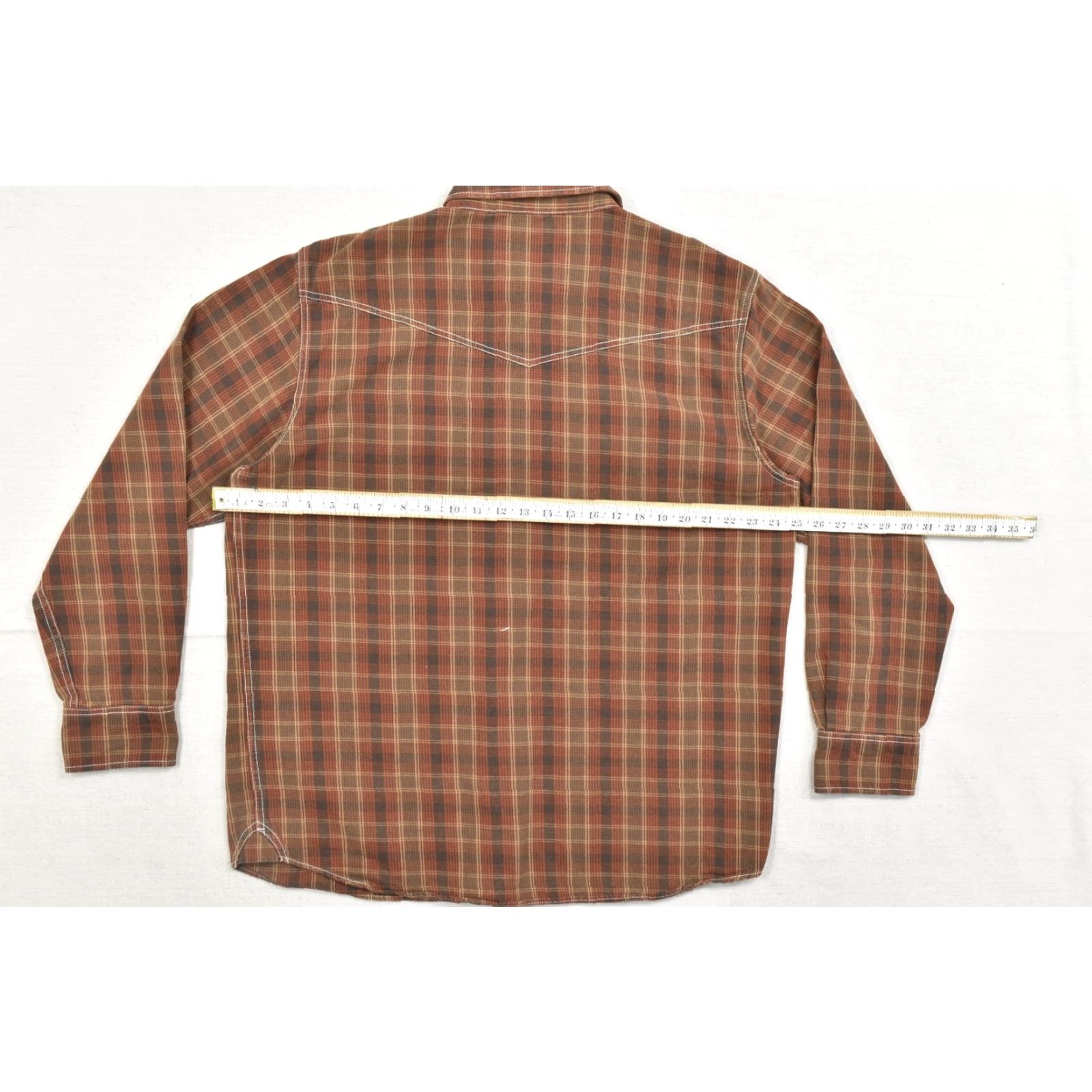 Vintage Blue Ranchwear Shirt Mens XL Brown Plaid Pearl Snap Western Long Sleeve Cotton Shirt Size US XL / EU 56 / 4 - 3 Thumbnail