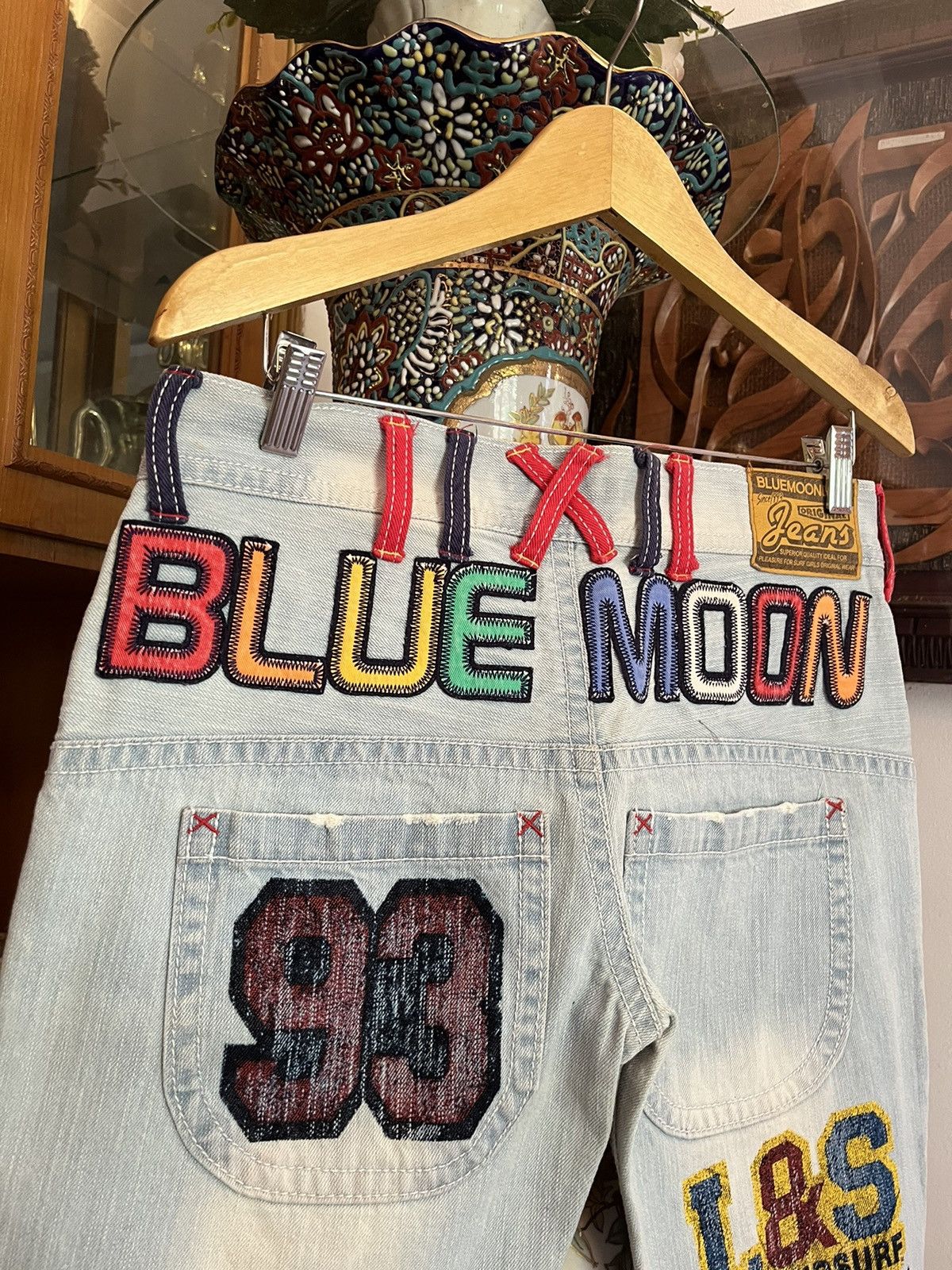 Blue Blue Japan × If Six Was Nine Y2K Blue Moon Blue Multi Embroidered Jeans Size US 30 / EU 46 - 7 Thumbnail