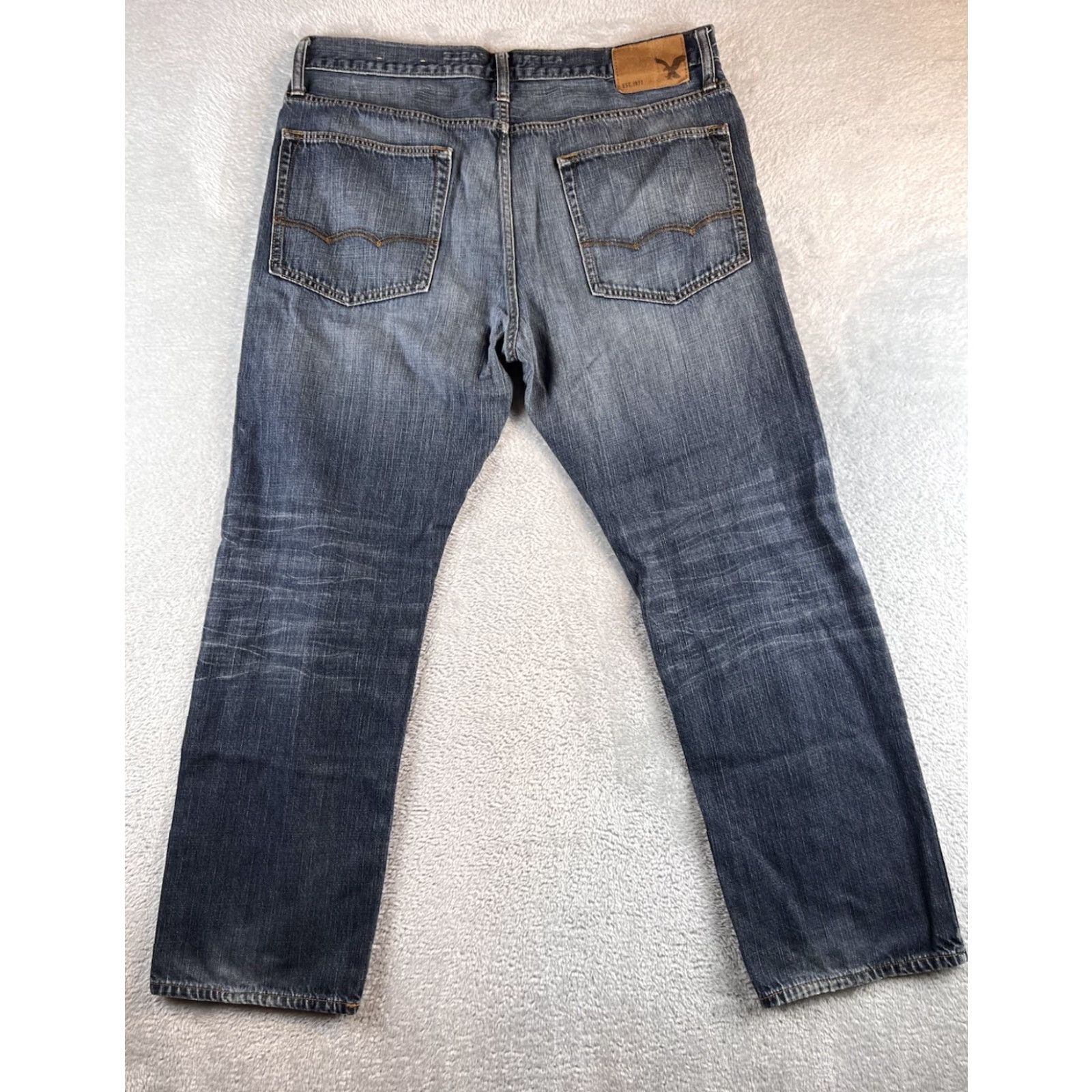 American Eagle Outfitters American Eagle Jeans 34x30 Mens Blue Pants Relaxed Straight Distressed Pattern Solid 5-Pocket Denim Casual Vintage? Size US 34 / EU 50 - 2 Thumbnail