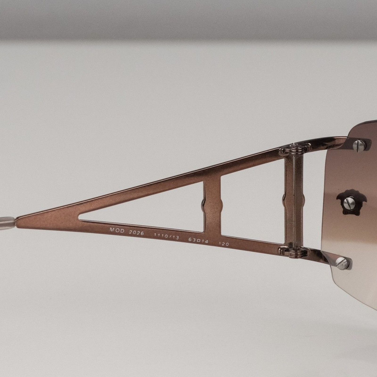 Versace Vintage versace medusa greca logo rimless bronze sunglasses Size ONE SIZE - 4 Thumbnail