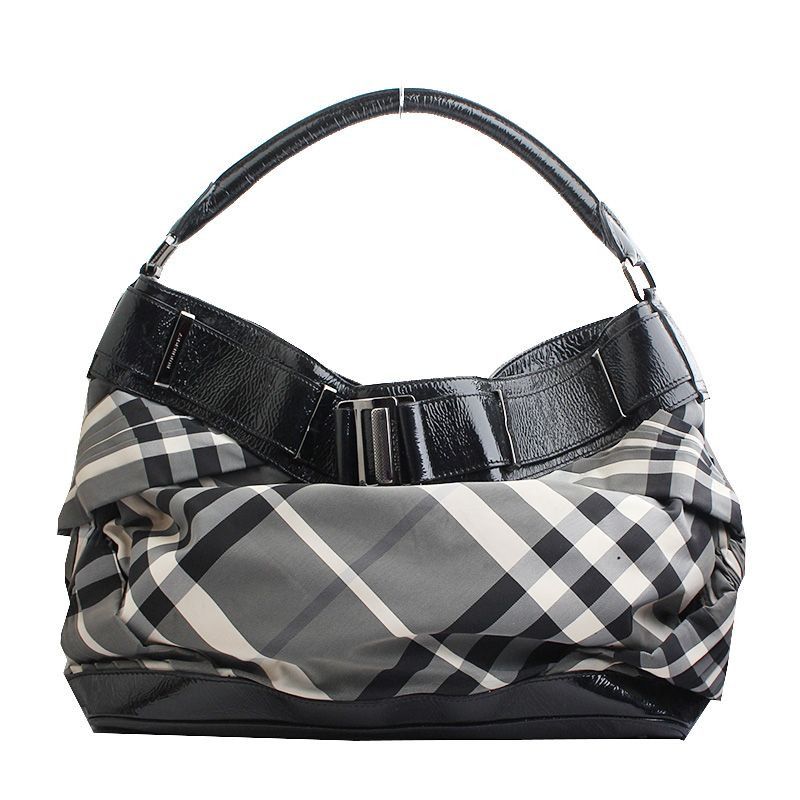Burberry Black Crinkle Check Big Shoulder Bag Size ONE SIZE - 1 Thumbnail