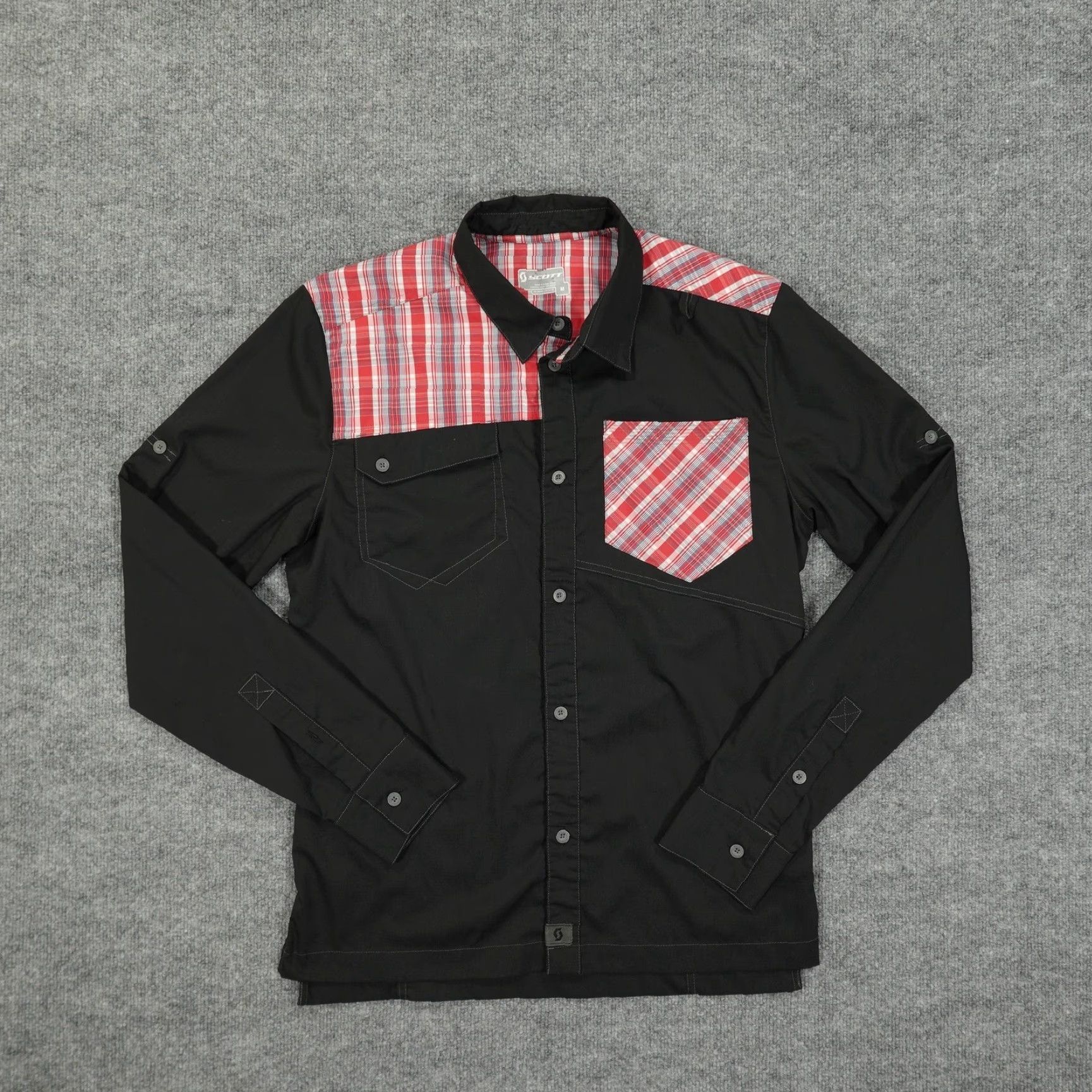 Vintage Scott Sports Shirt Mens Medium Black Red Plaid Western Yoke Button-Down Casual Shirt Size US M / EU 48-50 / 2 - 2 Thumbnail