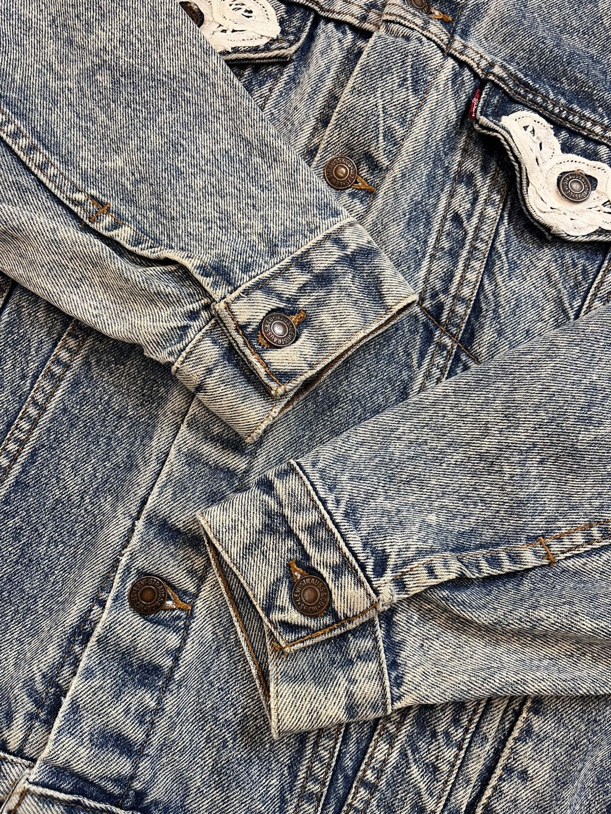 Handmade × Levi's × Vintage Vintage Levis Denim Jacket hand made distressed 90s Size XL / US 12-14 / IT 48-50 - 10 Thumbnail