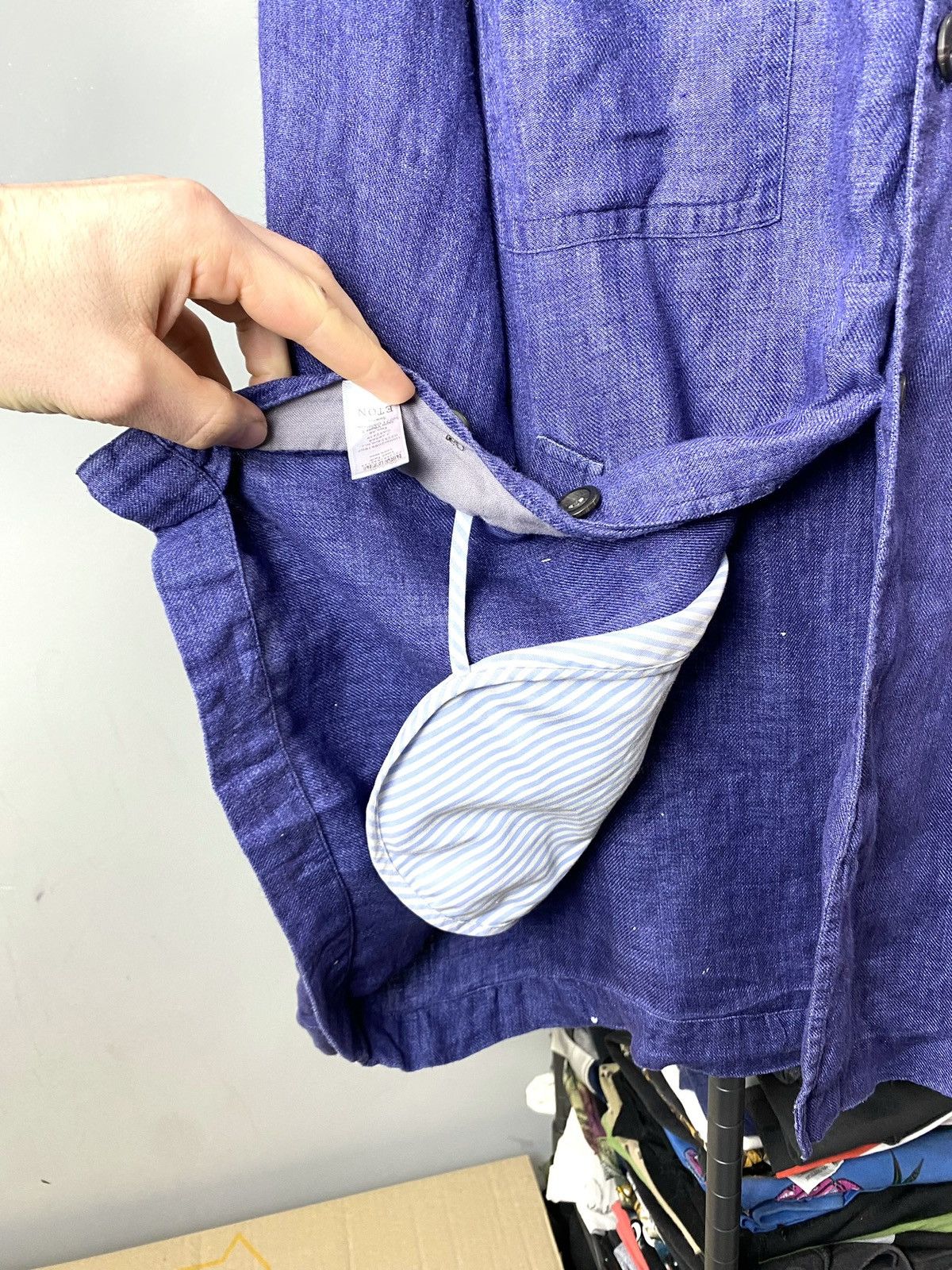 Eton Vintage French Style Eton Linen Twill Overshot Shirt Size US XL / EU 56 / 4 - 10 Thumbnail