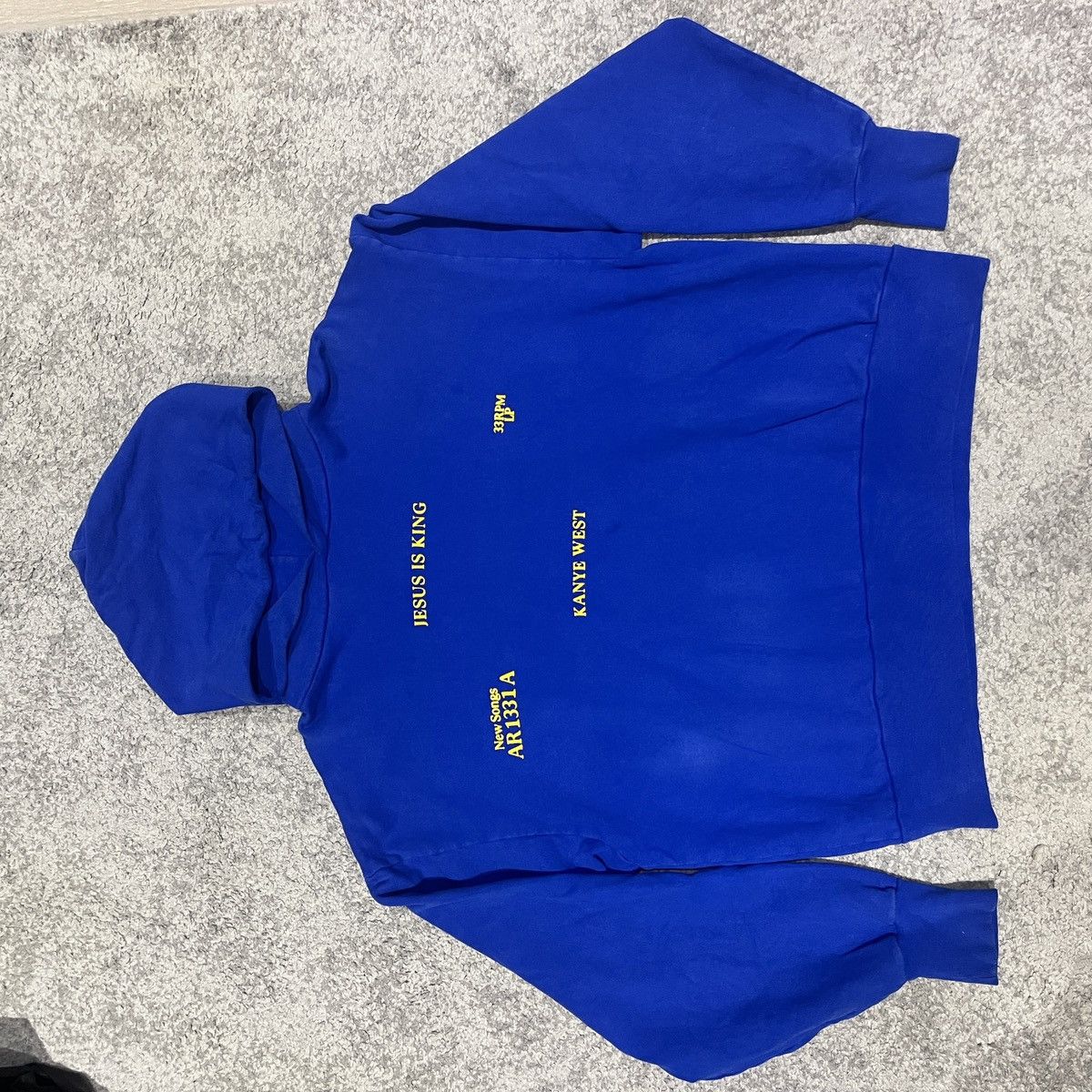 Kanye West Yeezy Jesus is king Blue hoodie merch size Large | Grailed