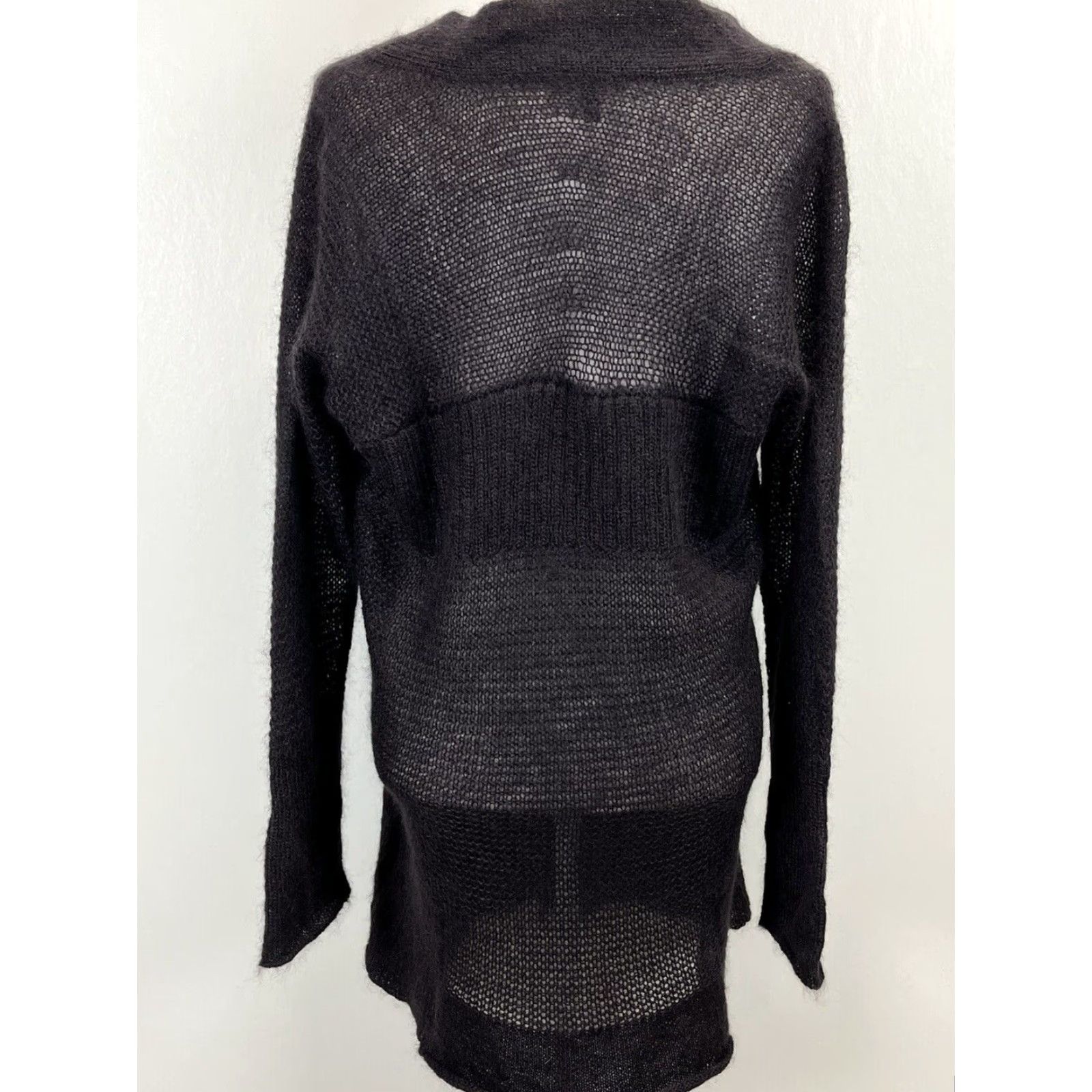 Eileen Fisher Eileen Fisher Cardigan Sweater Mohair Blend Long Knit Snap Front Sz L Black Women Large Size L / US 10 / IT 46 - 3 Thumbnail