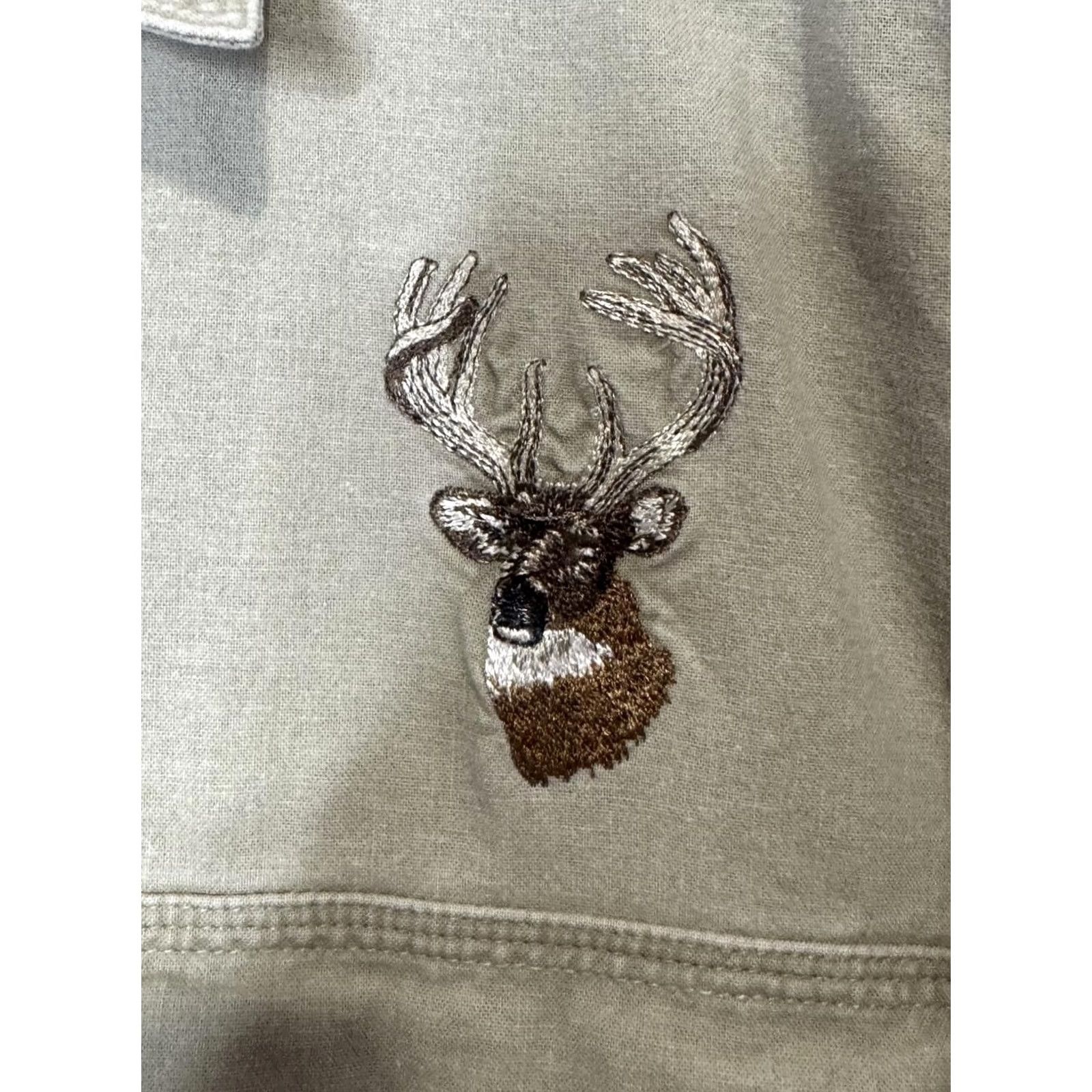Vintage RedHead Button-Up Shirt Mens Medium Beige Cotton Deer Embroidery Button-Down Regular Sleeve Long Solid 100% Cotton Size US M / EU 48-50 / 2 - 2 Thumbnail
