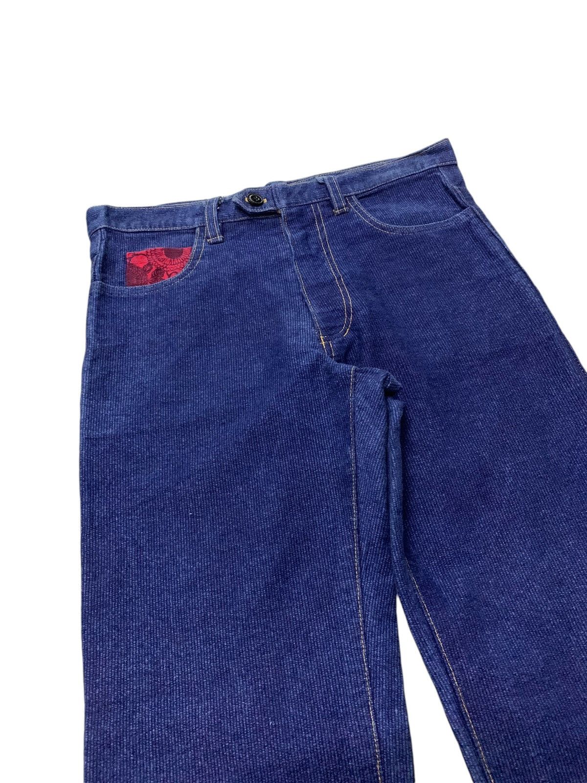 Christian Audigier × Ed Hardy 2000s Rei’s Japan Herringbone Indigo Jeans Evisu Style Size US 32 / EU 48 - 4 Thumbnail