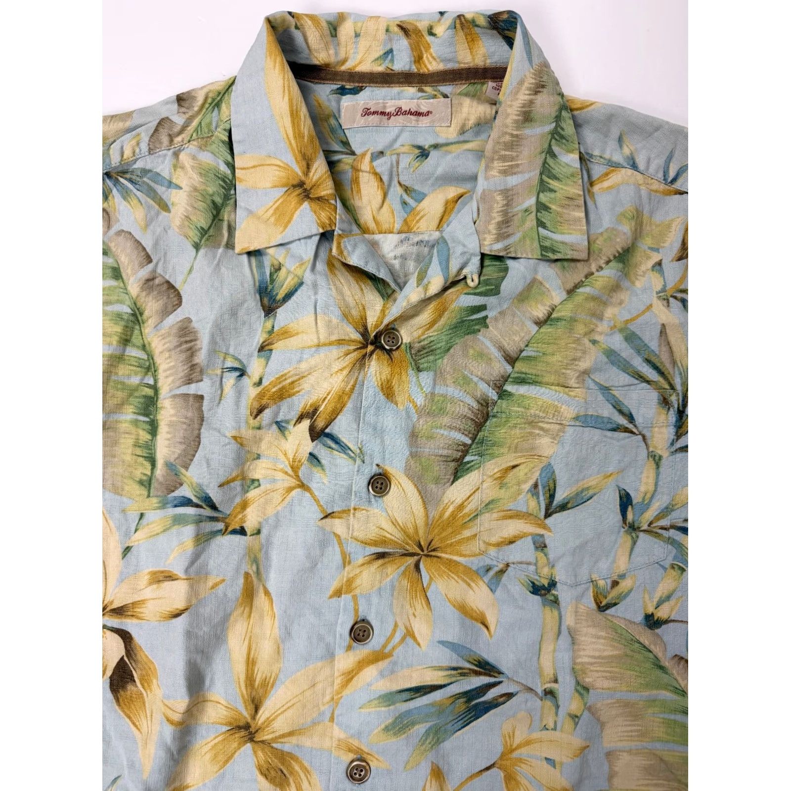 Tommy Bahama Tommy Bahama Shirt Men Large Silk Hawaiian Bamboo Floral Leaf Camp Collar Aloha Shirt Size US L / EU 52-54 / 3 - 2 Thumbnail