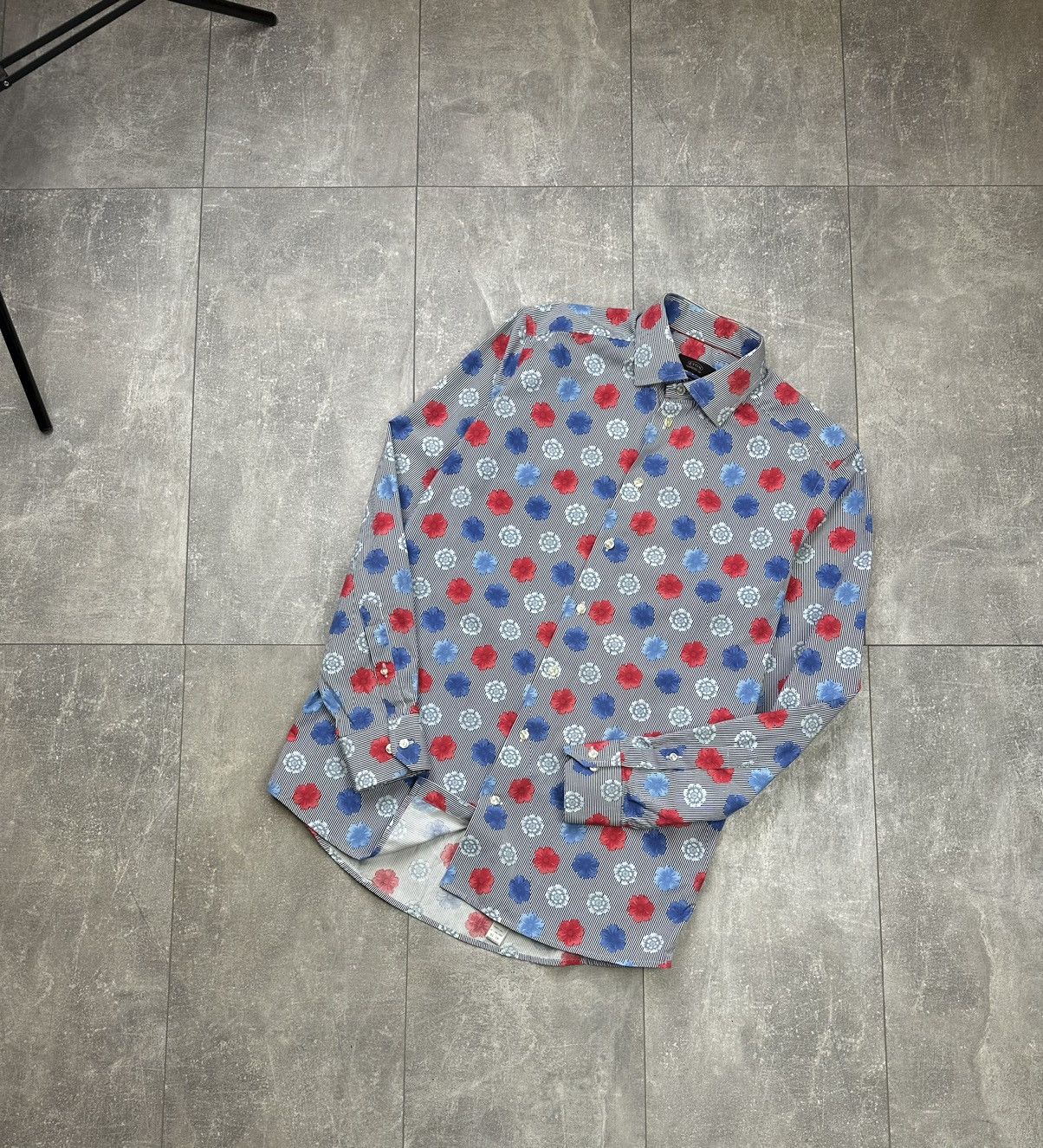 Vintage Eton Striped Shirt Button Up Flowers Print Size US L / EU 52-54 / 3 - 10 Thumbnail