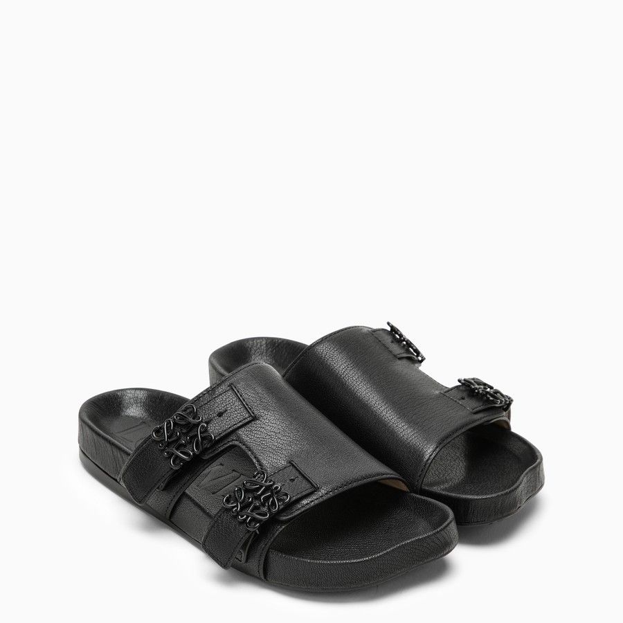 Loewe o1d2blof0824 Leather Slide in Black Size US 10 / IT 40 - 2 Thumbnail