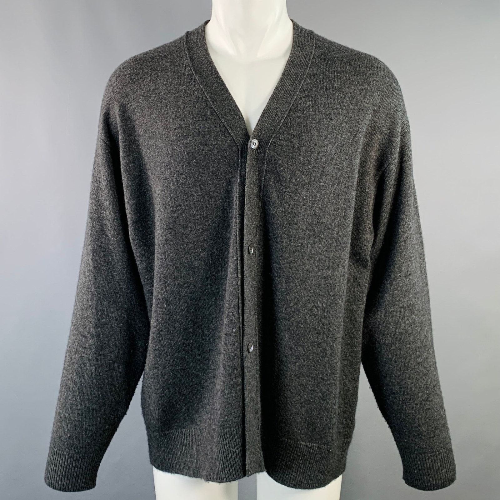 SOFIE D'HOORE Size S Grey Charcoal Knit Cashmere Oversized V-Neck Cardigan Size US S / EU 44-46 / 1 - 1 Thumbnail