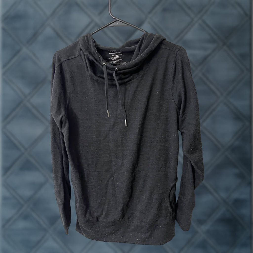 Vintage L.L. BEAN Marled Performance Hoodie | Women's Medium Black | Activewear Pullover Size M / US 6-8 / IT 42-44 - 1 Thumbnail