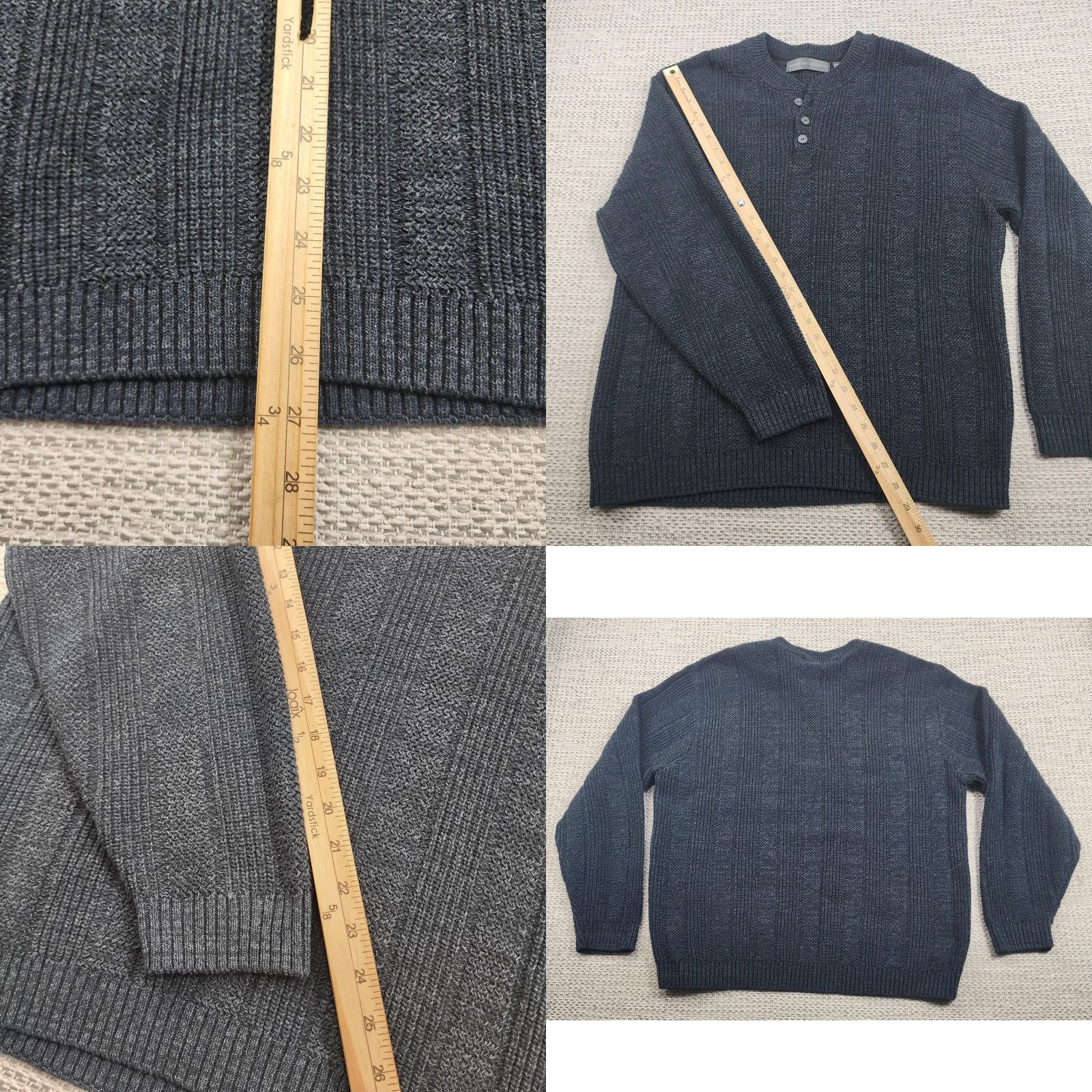 Oscar De La Renta Oscar de la Renta Sweater Mens XL Henley 3-Button Textured Knit Cotton Crew Neck Pullover Size US XL / EU 56 / 4 - 8 Thumbnail