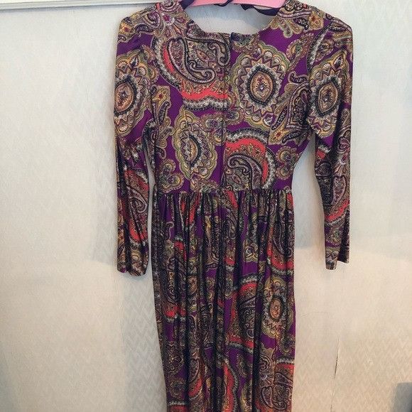 Vintage Long paisley mod front tie vintage maxi dress Size L / US 10 / IT 46 - 4 Thumbnail