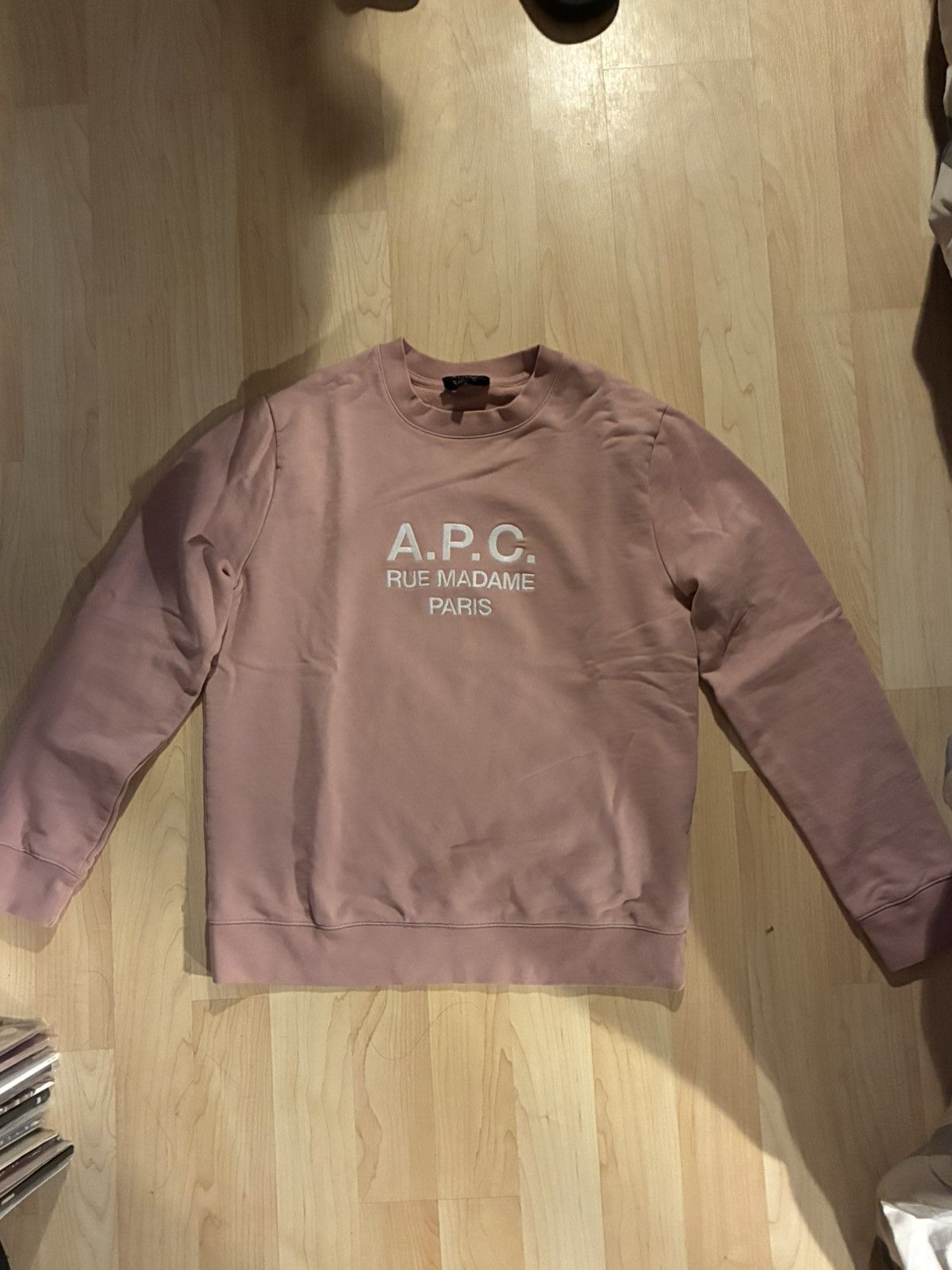 A.P.C. Mens A.P.C. Rue Madame Paris dusty pink sweatshirt Large Size US L / EU 52-54 / 3 - 1 Thumbnail