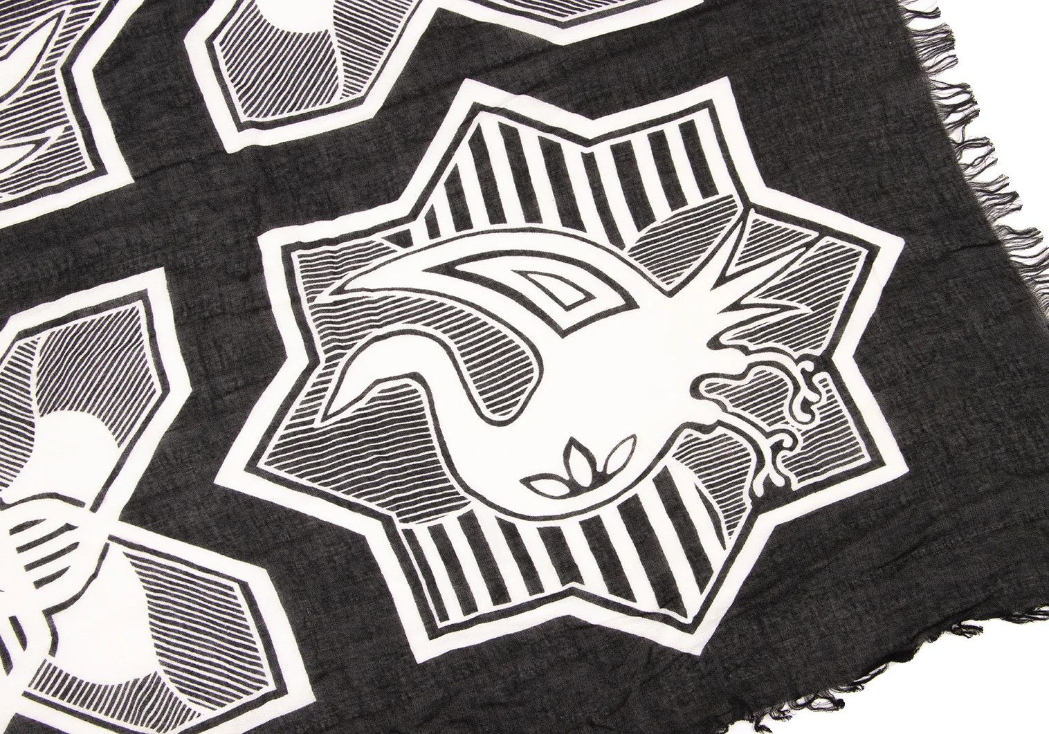 Yohji Yamamoto Yohji Yamamoto Family Crest Print Fringe Scarf Size ONE SIZE - 5 Thumbnail