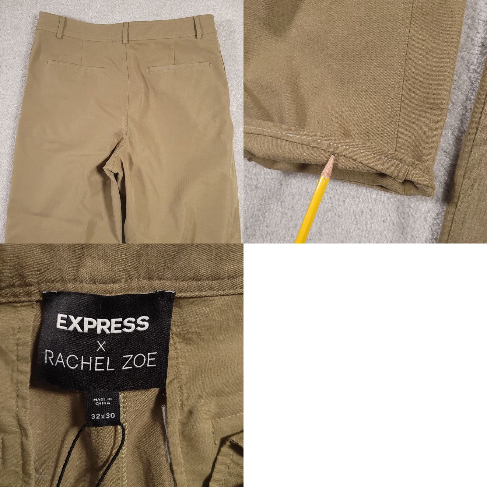 Express VINTAGE Express X Rachel Zoe Pants Women's 32X30 33X28.5Tan Editor High Rise Twill Dress Pants (Regular) Womens Size 24" / US 00 / IT 34 - 9 Thumbnail