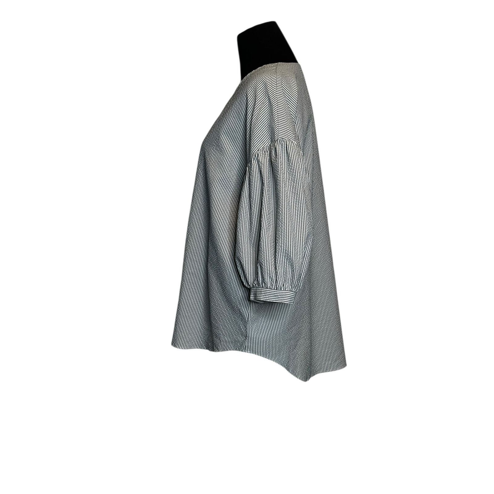 MOUSSY Moussy gray white striped 3/4 sleeves blouse size Free Size Size ONE SIZE - 16 Thumbnail