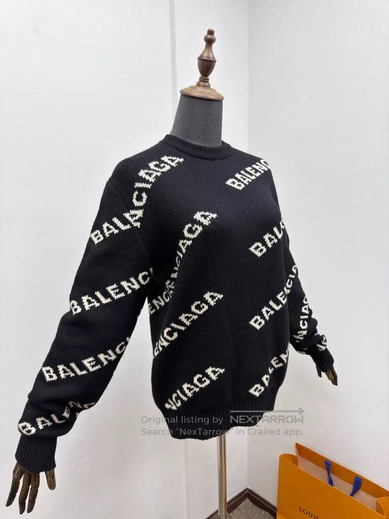 Balenciaga Balenciaga Black Logo Printed Knit Sweater Size US XS / EU 42 / 0 - 4 Thumbnail