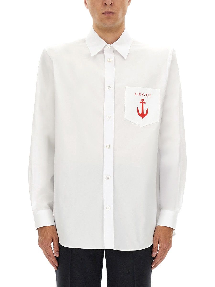 Gucci GUCCI SHIRT WITH EMBROIDERY - WHITE (IT 48) Size US M / EU 48-50 / 2 - 1 Thumbnail