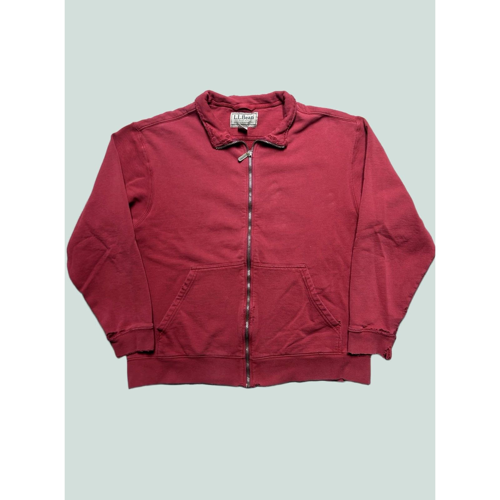 Vintage VINTAGE L.L.Bean Sweatshirt Collared Red Large Distressed Thrashed Cotton Pullover Mens Shirt Size US L / EU 52-54 / 3 - 1 Thumbnail