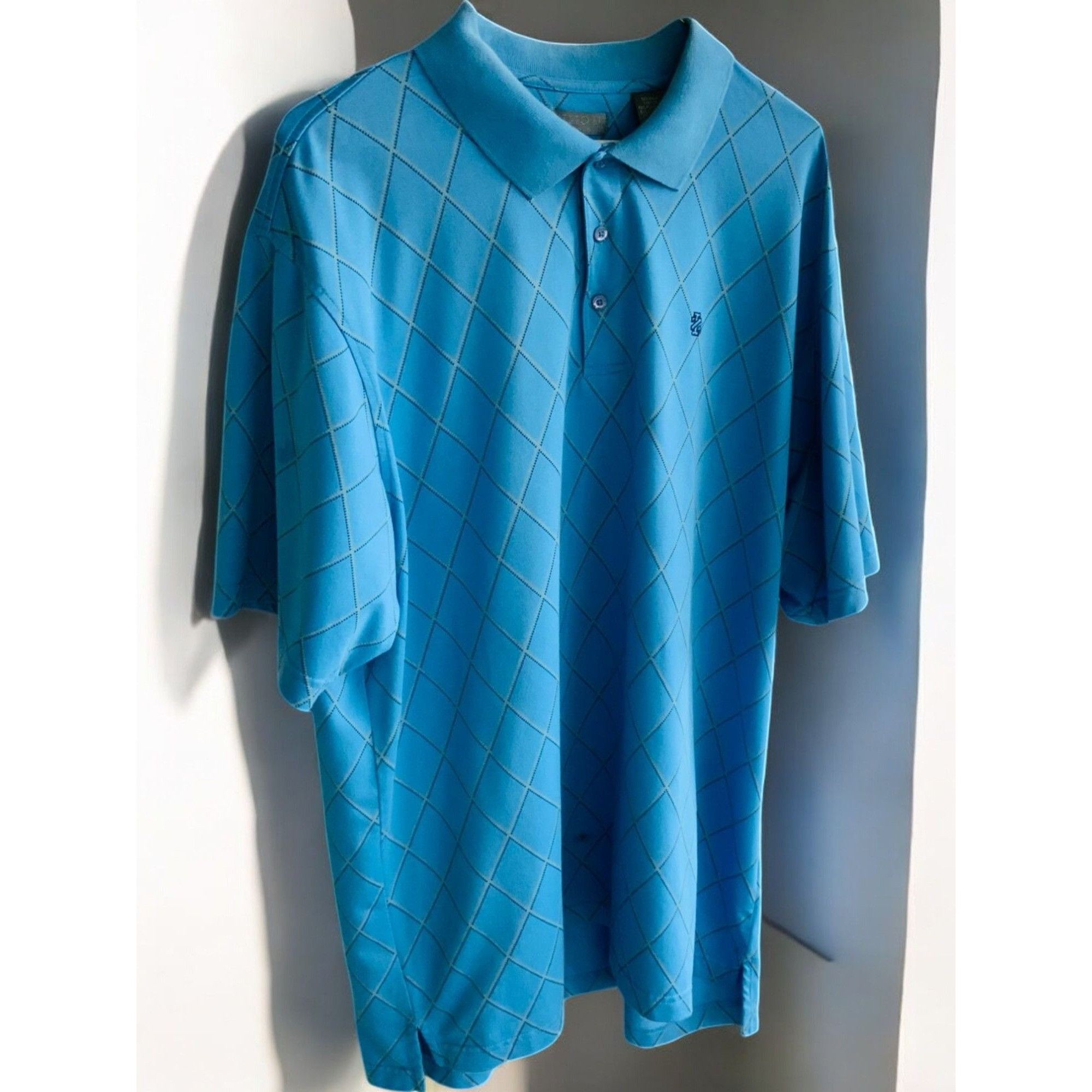 Izod Izod Golf Mens Blue Argyle Print Short Sleeve Relaxed Fit Po Size US XL / EU 56 / 4 - 2 Thumbnail
