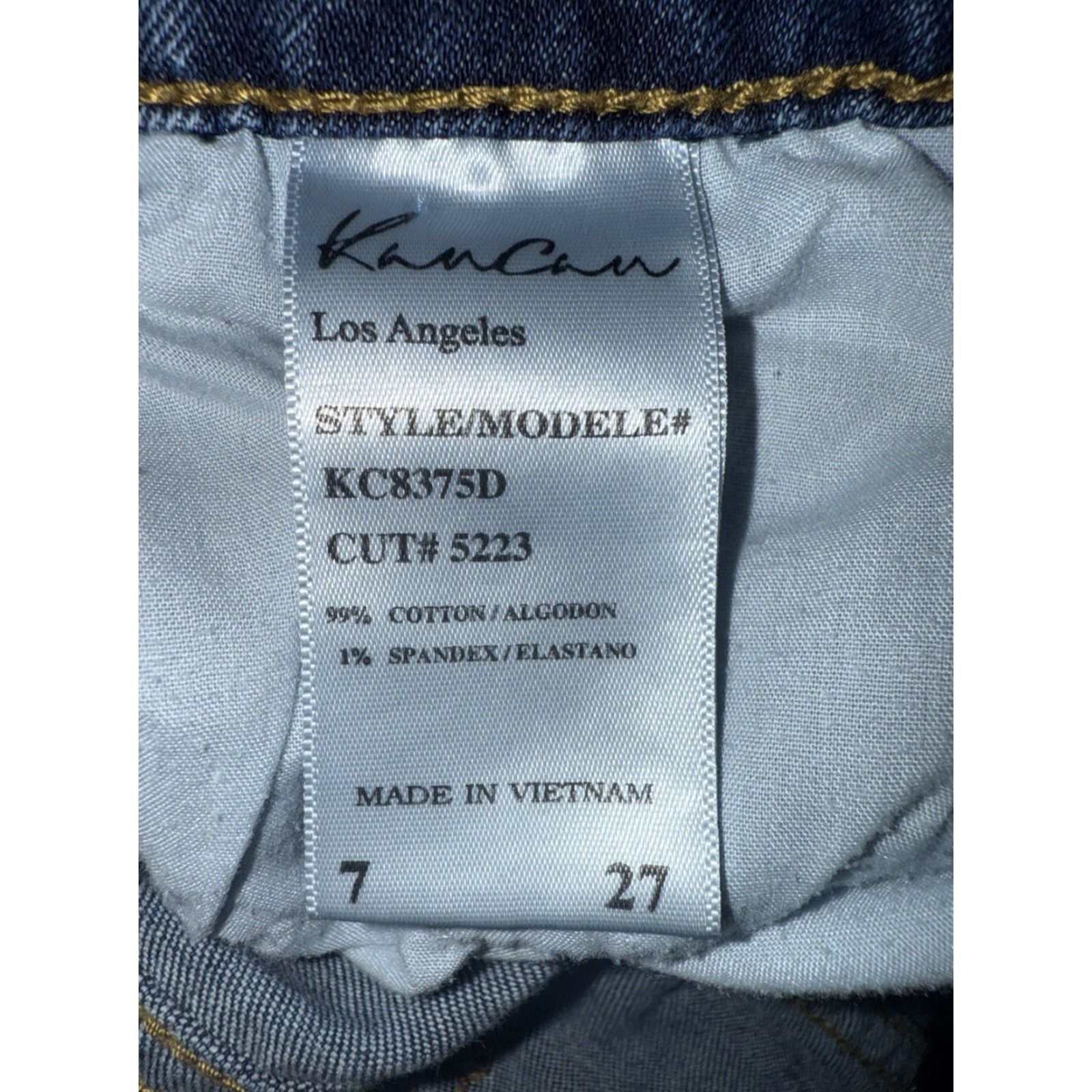 Vintage Kancan Jeans Women’s 27 Denim Distressed Raw Hem Stretch Blue Mid Rise 5-Pocket City Modern Straight Size 27" / US 4 / IT 40 - 4 Thumbnail
