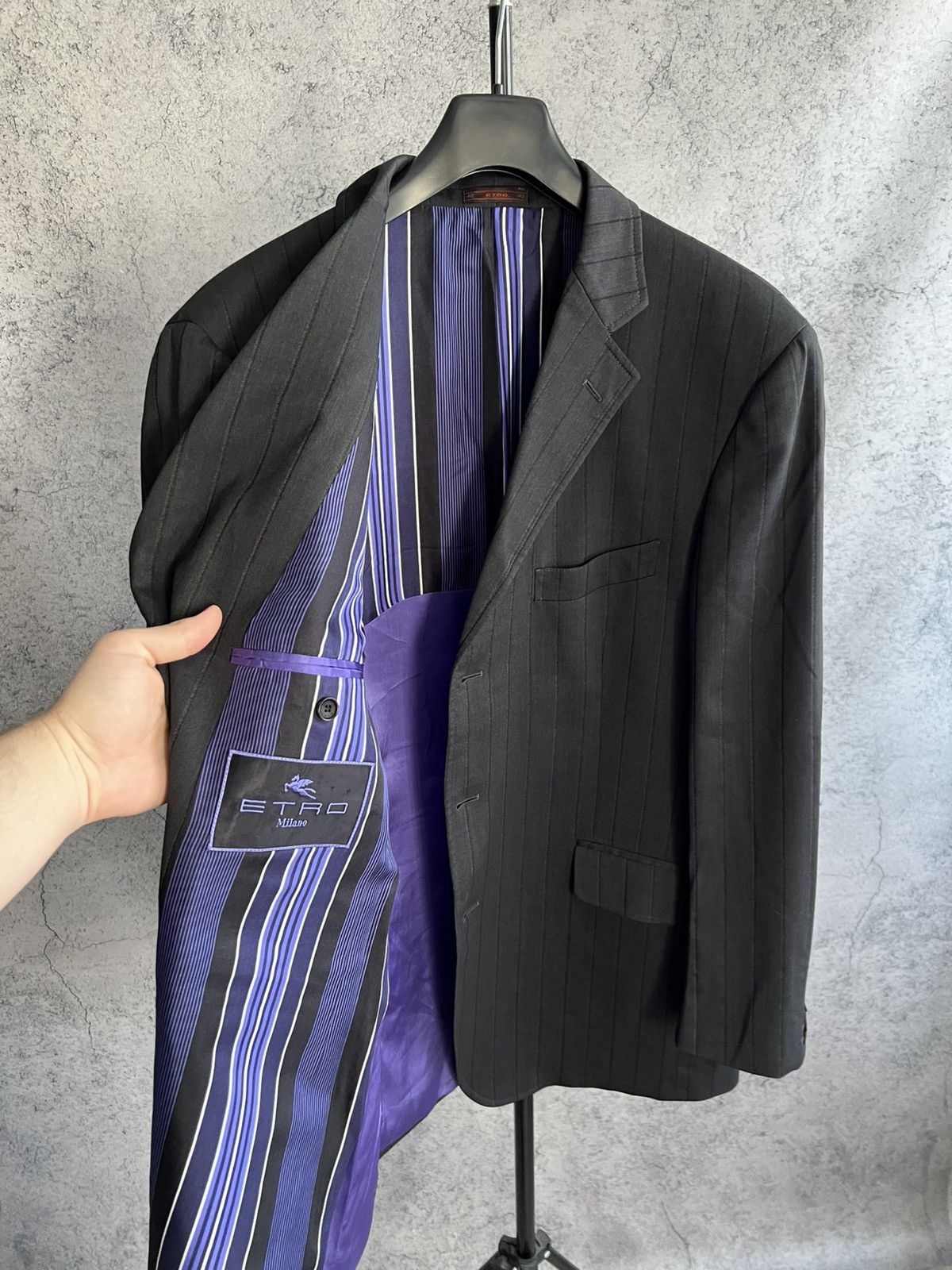 Etro Vintage Etro Milano Striped Blazer Classic Suit Wool Size 58 Size 50R - 10 Thumbnail