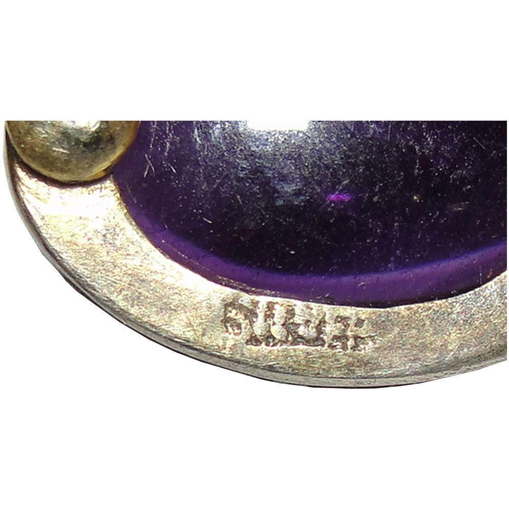 Designer Chinese Sterling Amethyst Cabochon Earrings Size ONE SIZE - 6 Thumbnail