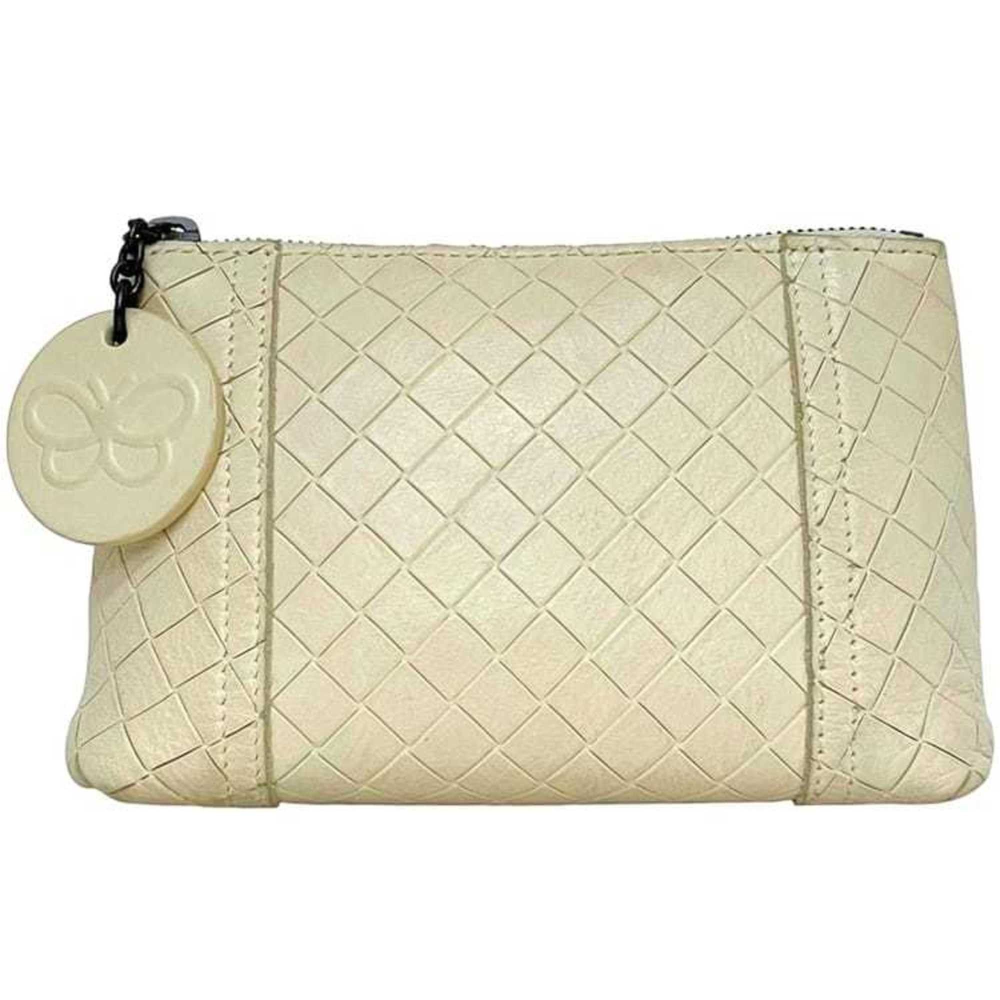 Bottega Veneta Pouch ec-24437 White Intrecciato Mirage Leather BOTTEGA VENETA Butterfly Men's Women's