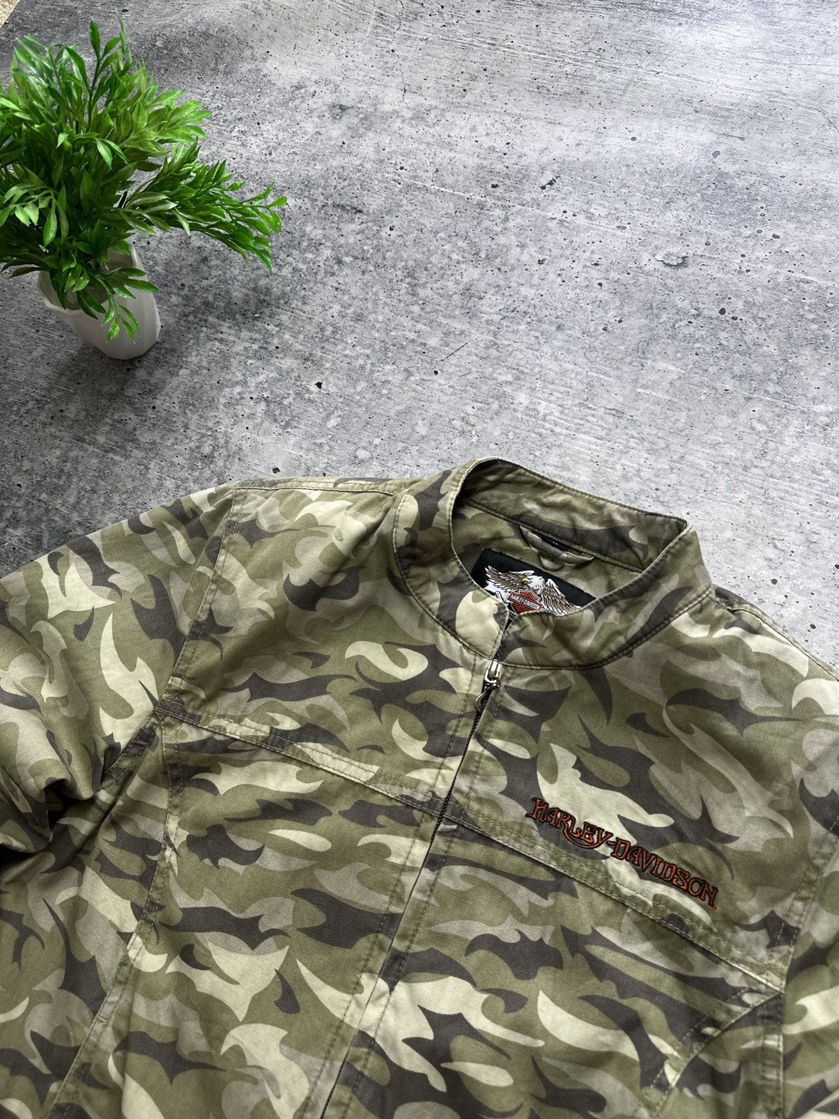Harley Davidson Vintage Harley Davidson Motorcycle Camo Moto Y2K Jacket! Size M / US 6-8 / IT 42-44 - 5 Thumbnail