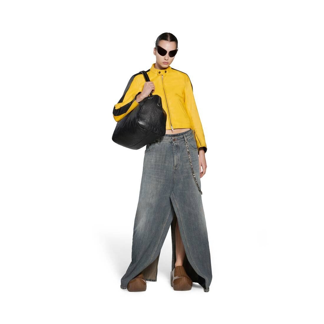 Balenciaga o1s1rm1125 Shrunk Racer Jacket in Yellow/Black Size L / US 10 / IT 46 - 2 Thumbnail